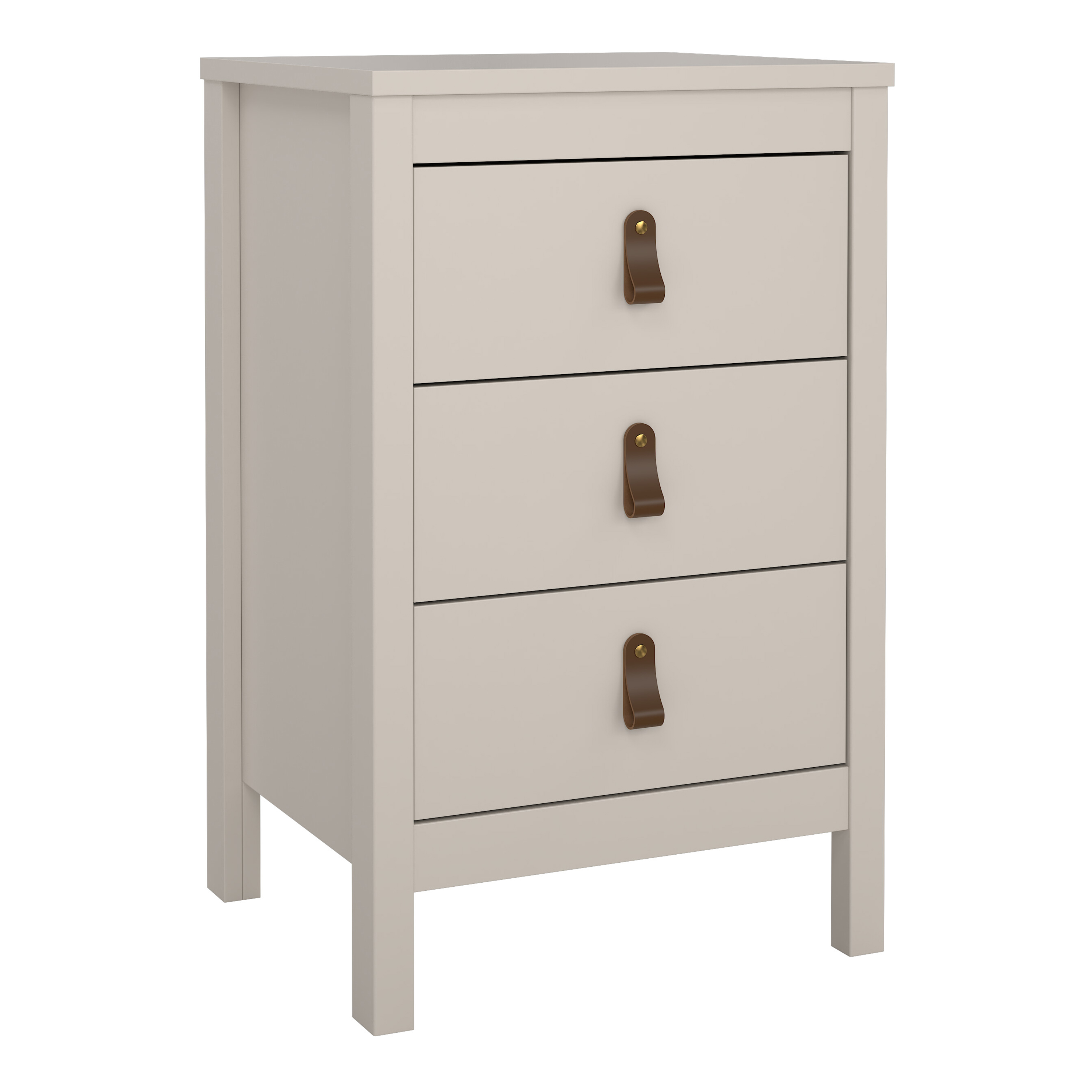 BURNLEY Bedside Table 3 Drawers in Beige - Rosalind Collection