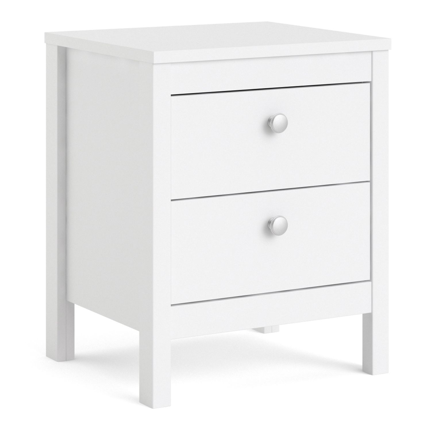 Bedside Table - MADRID 2 Drawer Nightstand White 43.6cm - Rosalind Collection