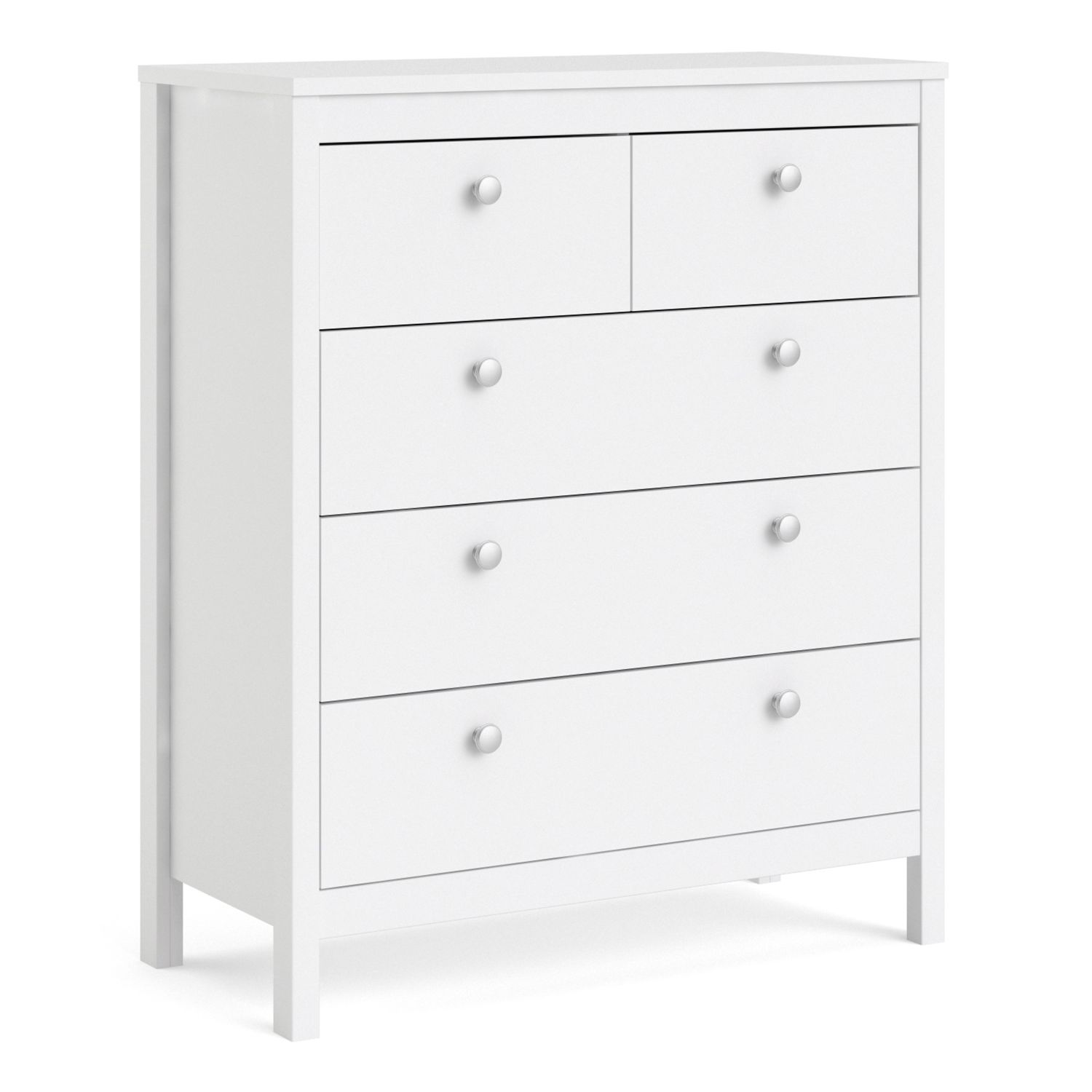MEMPHIS White Chest of Drawers - Medium-sized, 5 Drawers - Rosalind Collection
