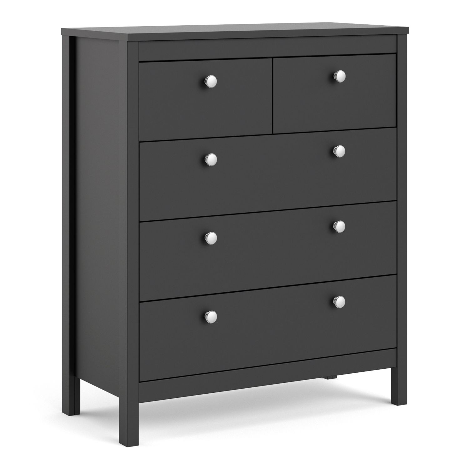 MEMPHIS Black Chest of Drawers - Medium-sized, 5 Drawers - Rosalind Collection