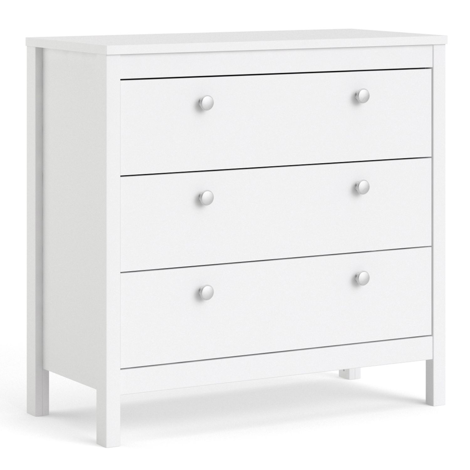 MEMPHIS White Chest of Drawers - Medium-sized, 3 Drawers - Rosalind Collection
