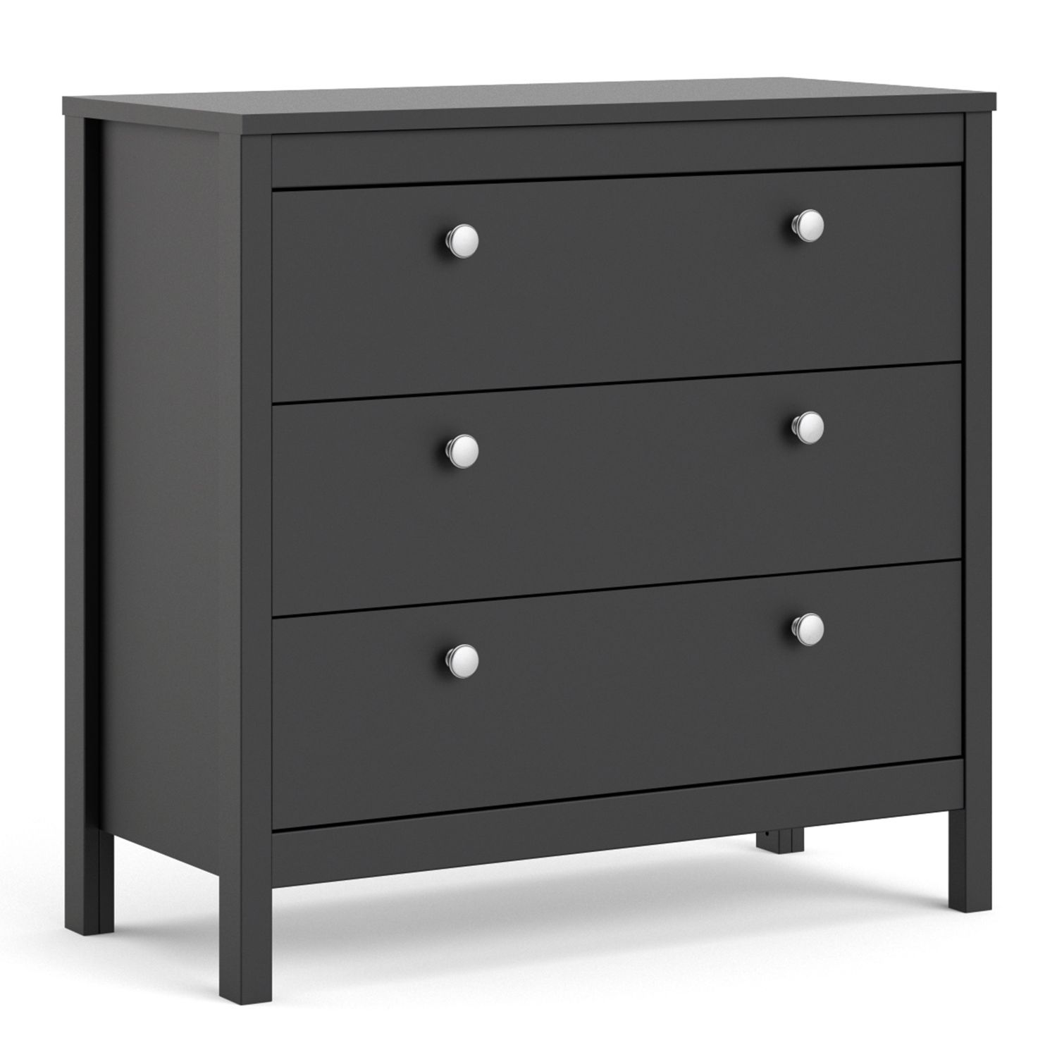 MEMPHIS Black Chest of Drawers - Medium-sized, 3 Drawers - Rosalind Collection