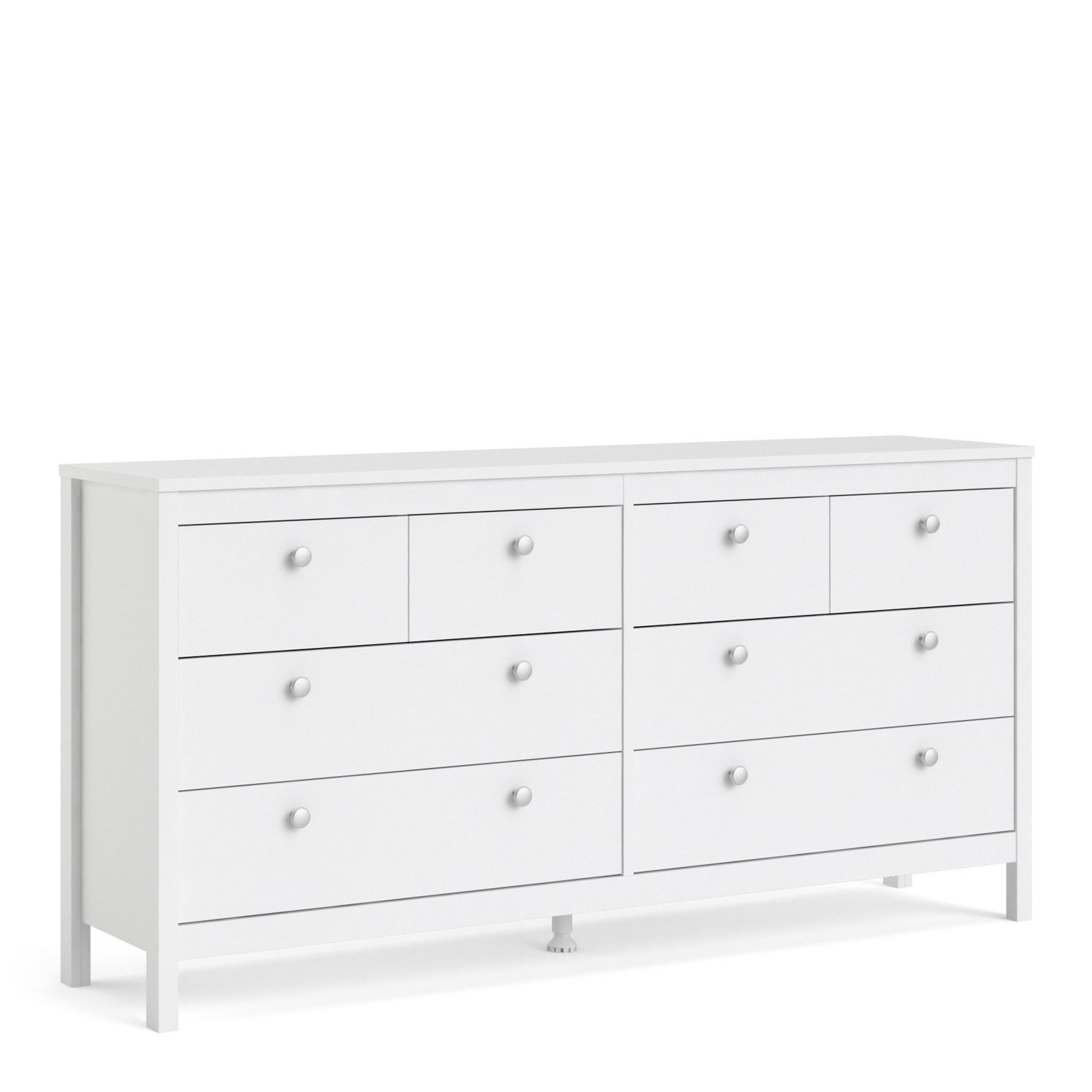MEMPHIS White Chest of Drawers - Extra Large-sized, 8 Drawers - Rosalind Collection