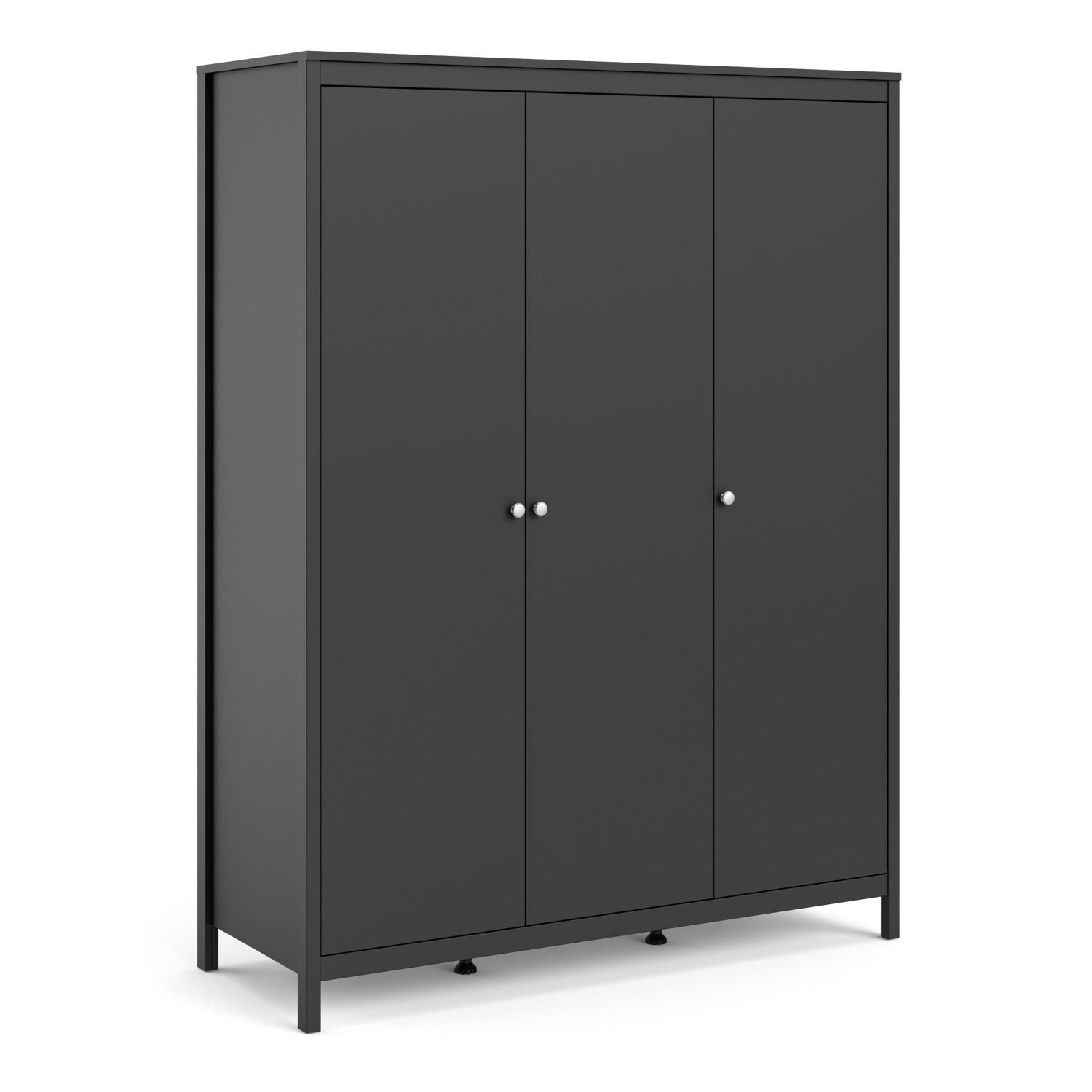 Wardrobe - MEMPHIS 3 Door Wardrobe Matt Black 149.8cm - Rosalind Collection