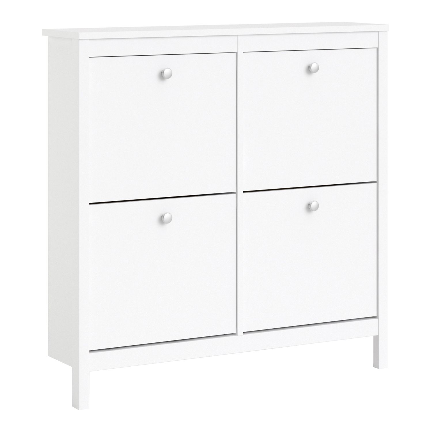 Madrid Shoe cabinet 4 Compartments in White - White - Rosalind Collection
