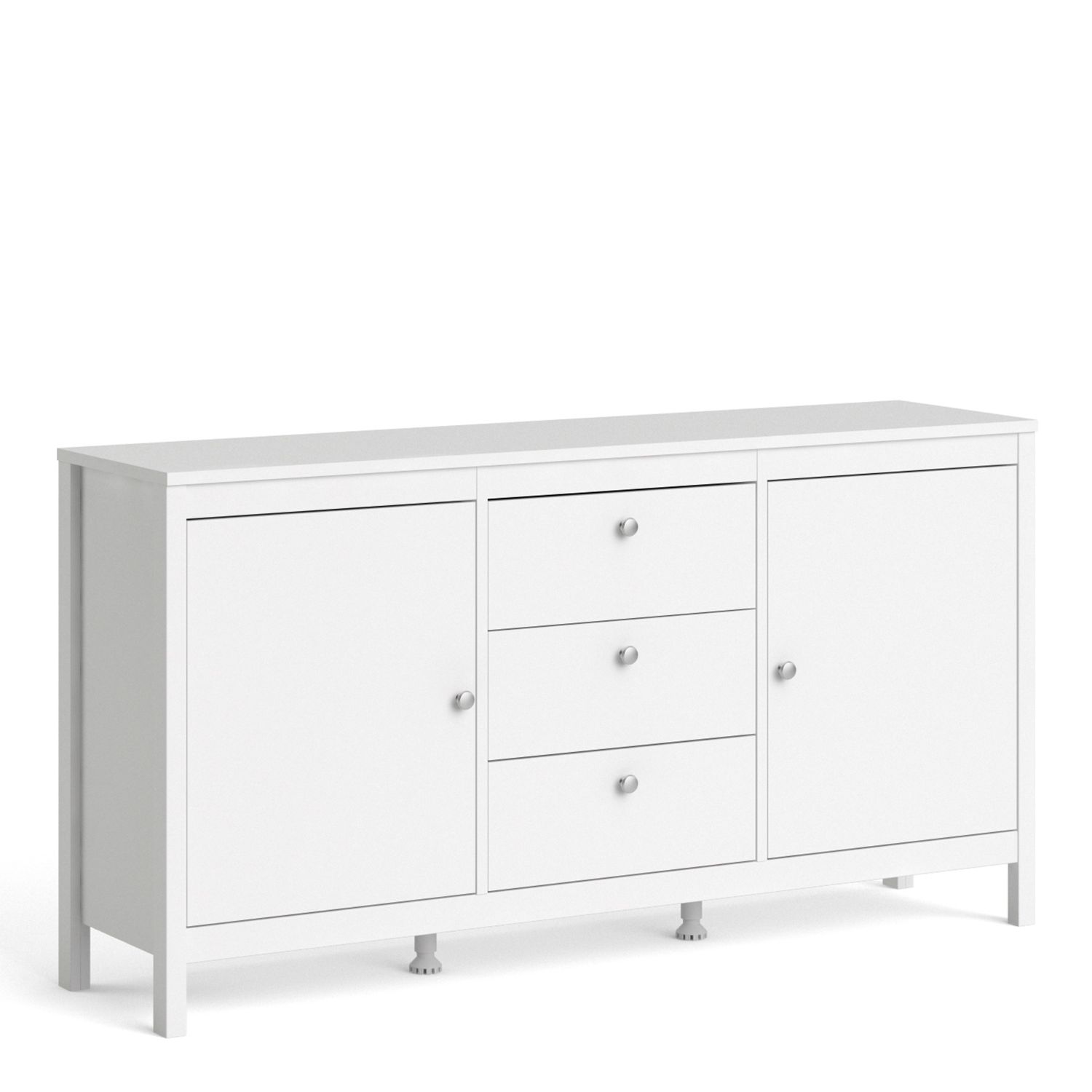 Madrid Sideboard 2 doors + 3 drawers in White - White - Rosalind Collection