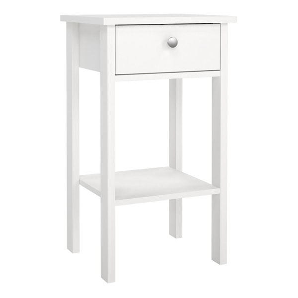 Bedside Table - ADELAIDE Nightstand White 40cm - Rosalind Collection