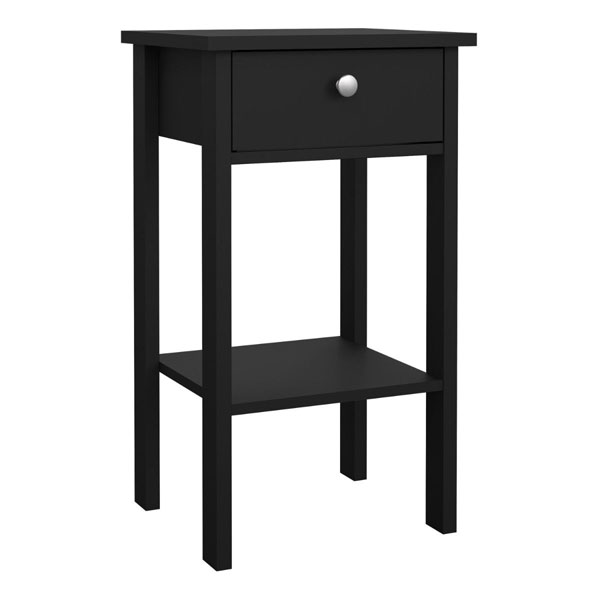 Bedside Table - ADELAIDE Nightstand Matt Black 40cm - Rosalind Collection