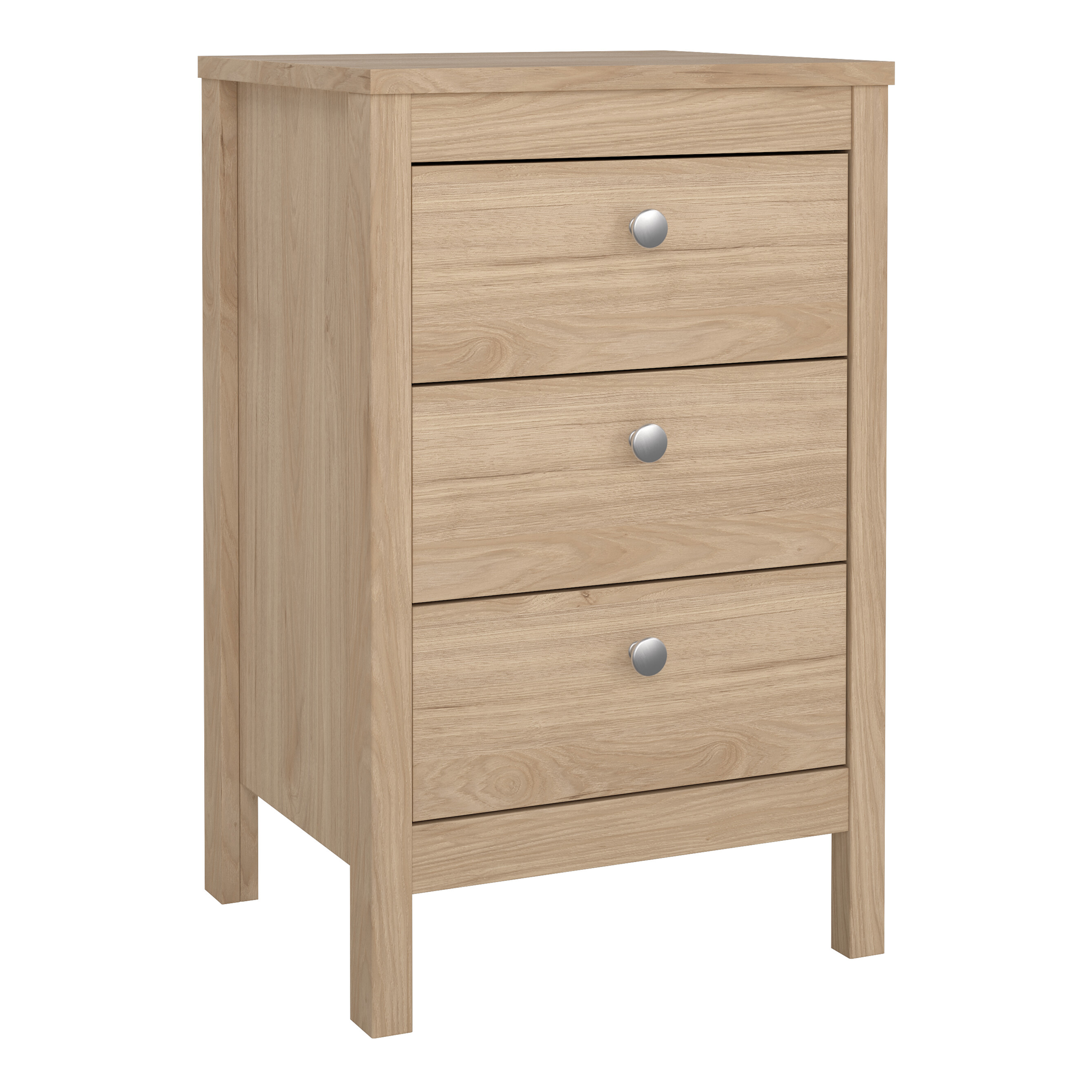 Bedside Table - MEMPHIS Nightstand 3 Drawers in Jackson Hickory Oak 44cm - Rosalind Collection