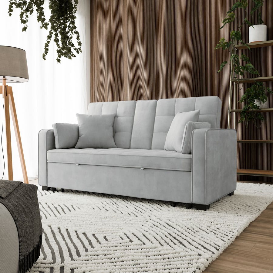FARLOWE Fabric 2 Seater Sofabed - Grey - Avellino & Wells