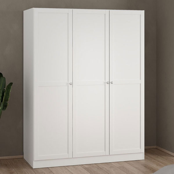 Wardrobe - MANFRED 3 Door Wardrobe White 147cm - Rosalind Collection