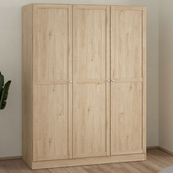 Wardrobe - MANFRED 3 Door Wardrobe Jackson Hickory Oak 147cm - Rosalind Collection