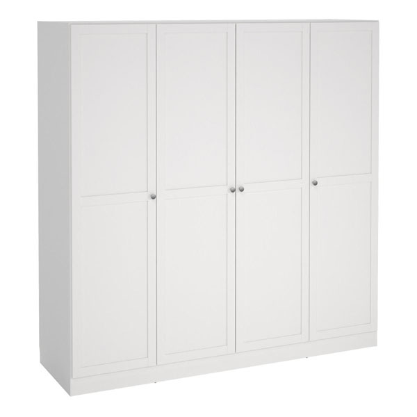 Wardrobe - MANFRED 4 Door Wardrobe White 195.5cm - Rosalind Collection