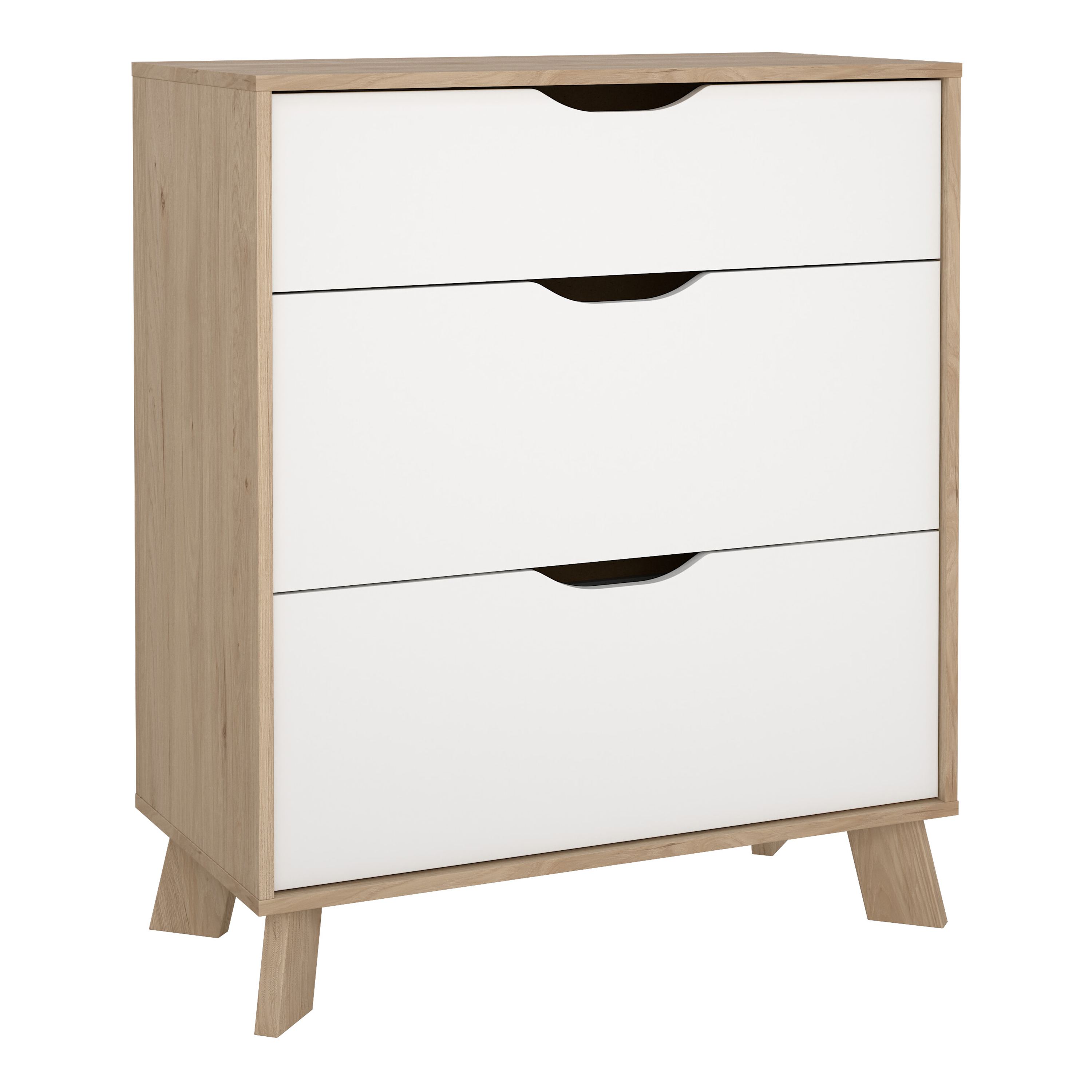 IKRON Oak Finish Chest of Drawers - Medium-sized, 3 Drawers - Rosalind Collection
