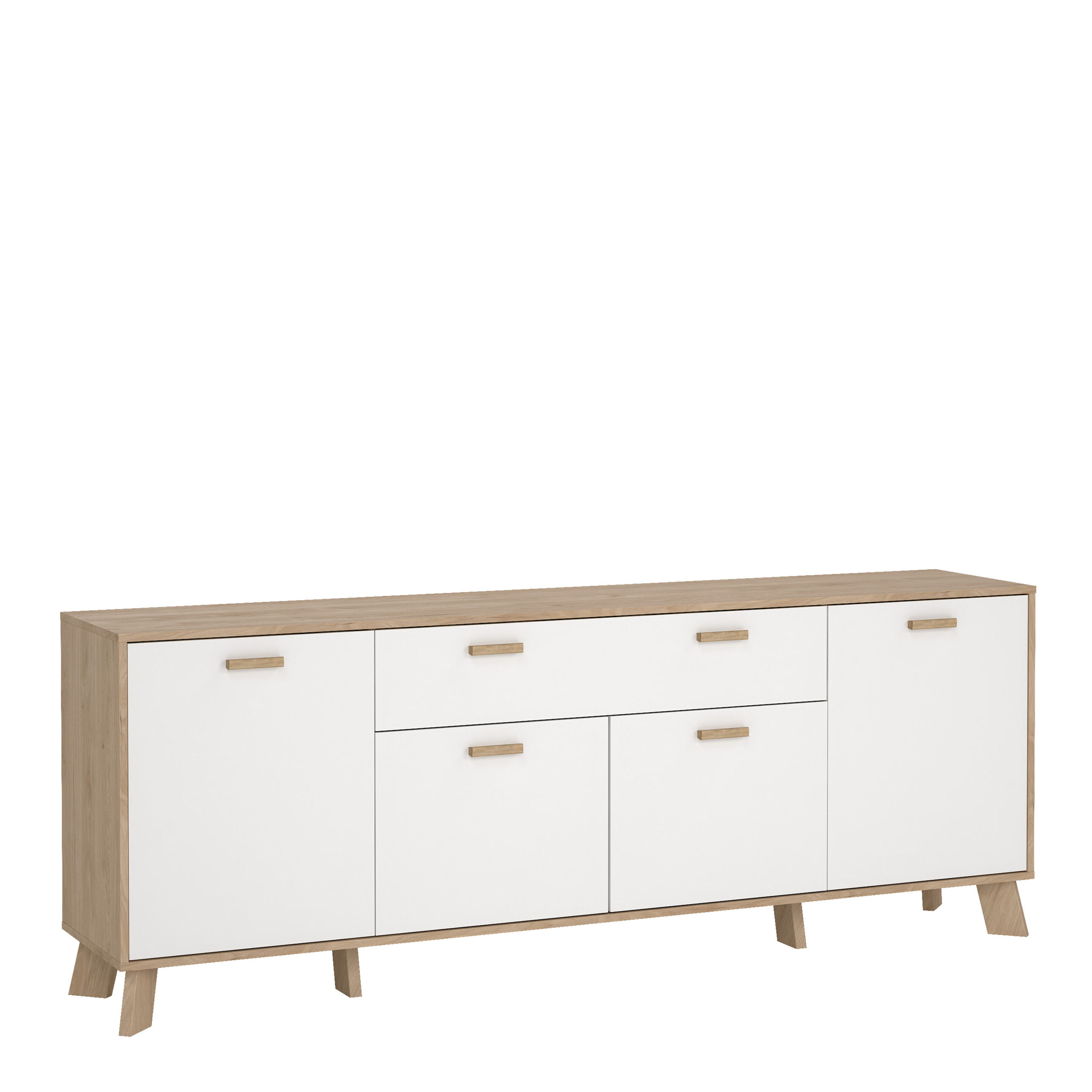 IKRON Sideboard 4 Doors + 1 Drawer in Jackson Hickory and White - Rosalind Collection