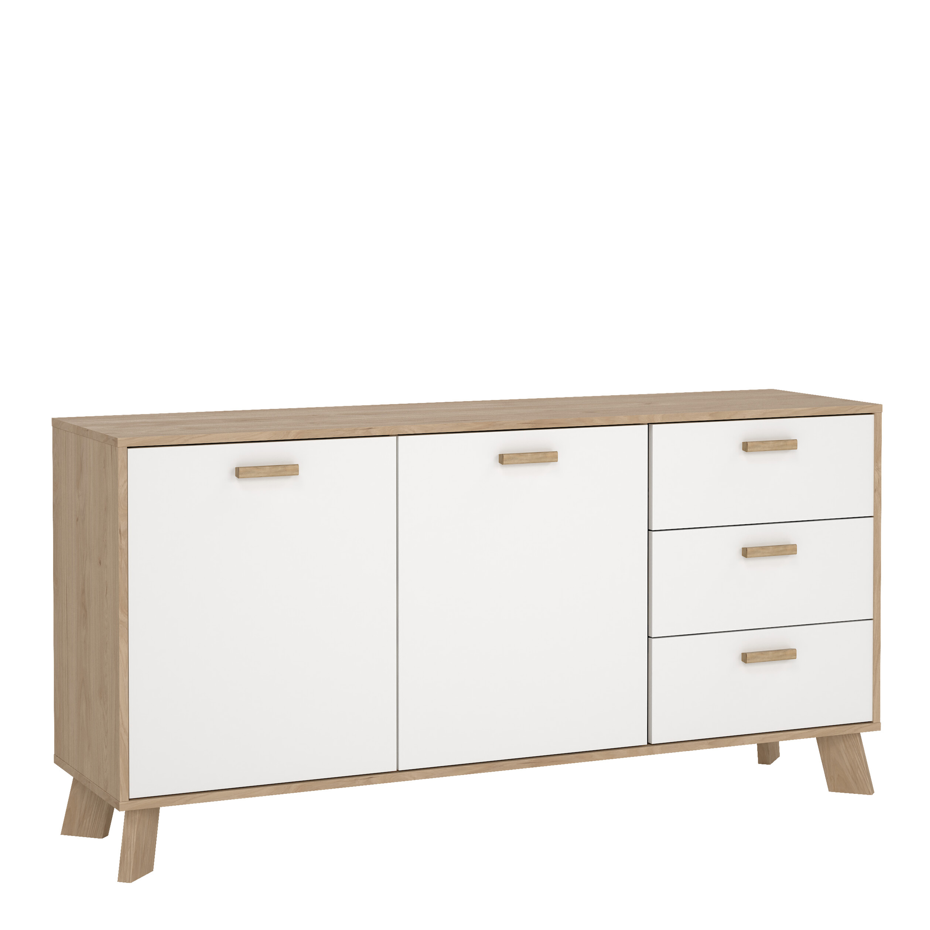 IKRON Sideboard 2 Doors + 3 Drawers in Jackson Hickory and White - Rosalind Collection