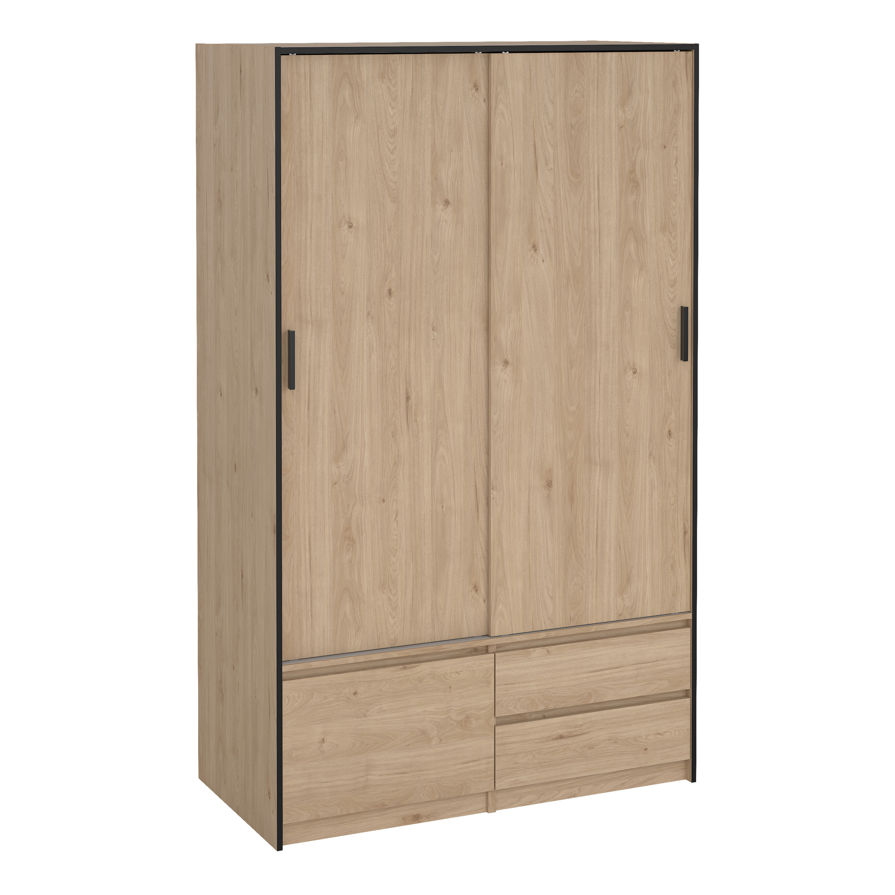 Sliding Wardrobe - LACOSTE 3 Doors and 2 Drawers Wardrobe Jackson Hickory Oak 121cm - Rosalind Collection