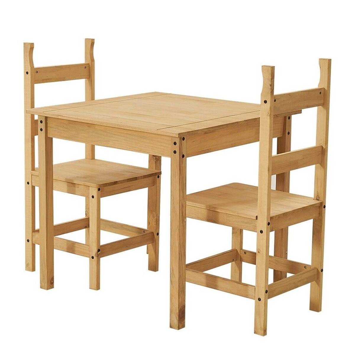 2 Seater Dining Set 2 Chairs & Table Solid Waxed Pine Kitchen Furniture - Bedroom & More