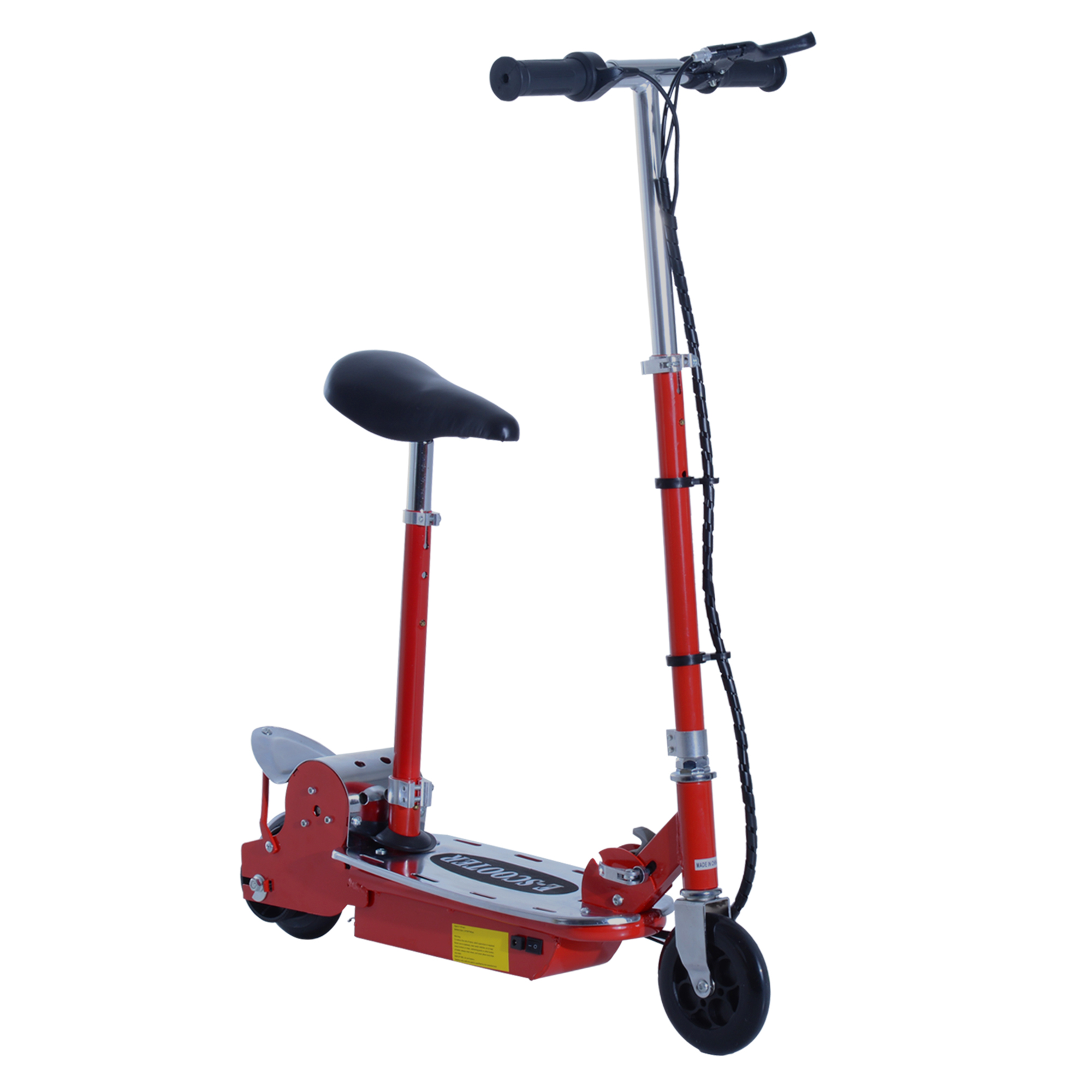 120W Teens Foldable Kids Powered Scooters 24V Rechargeable Battery Adjustable Ride on Outdoor Toy (Red) - Life Essentials