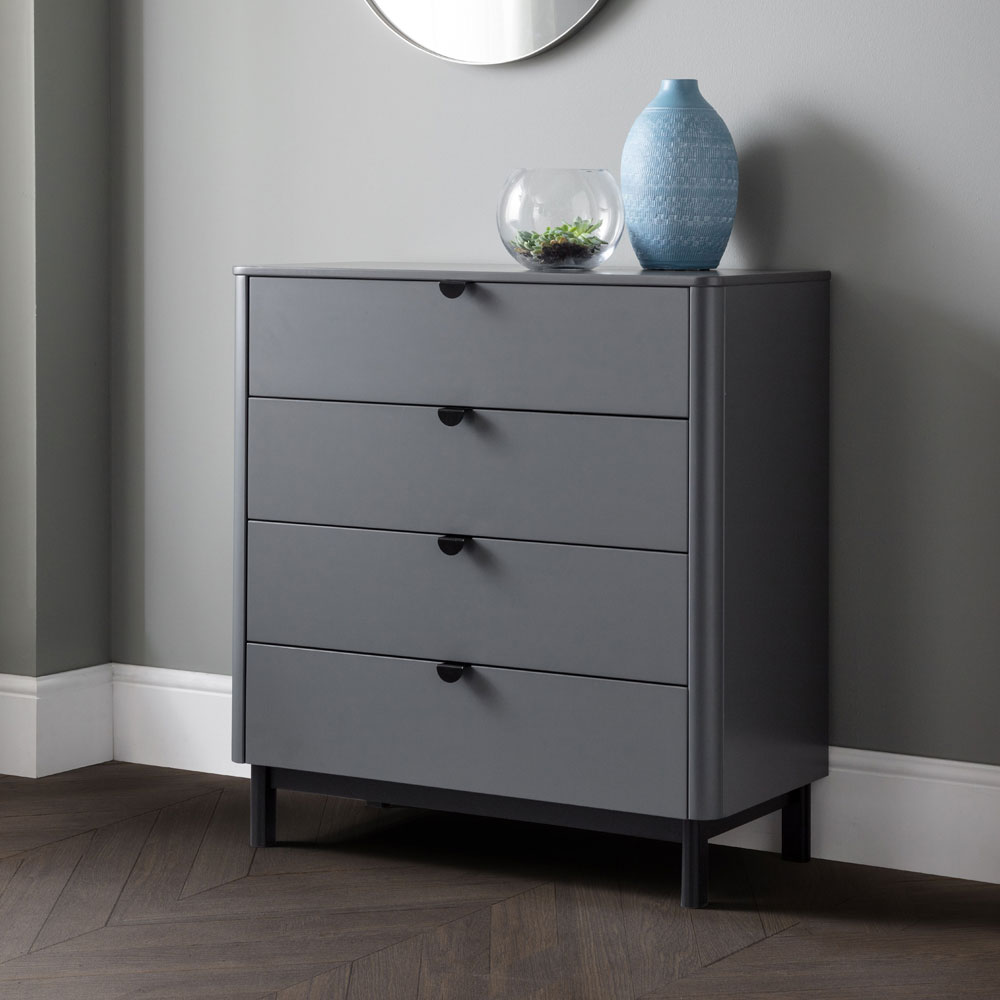 CAMEO Grey Chest of Drawers - Medium-sized, 4 Drawers - JB Collections
