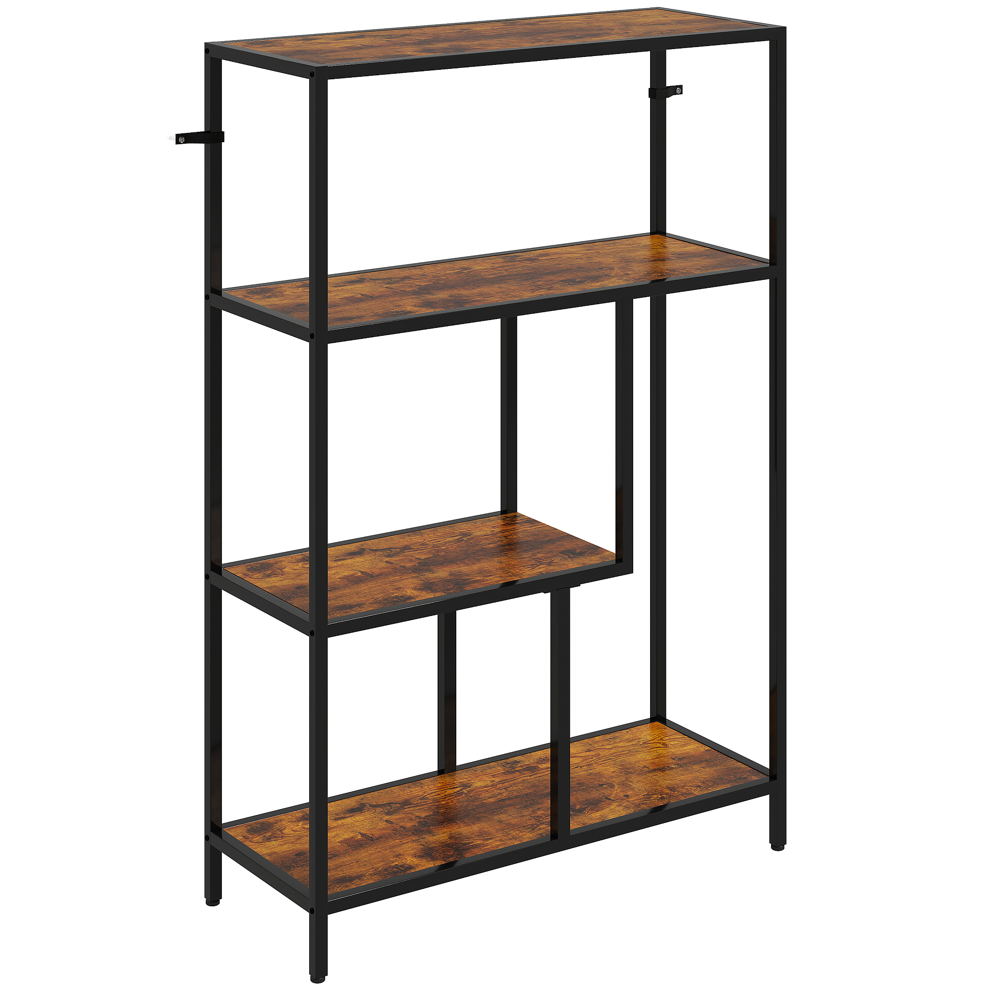 HERON 4 Tier Bookshelf Rustic Brown - Life Essentials