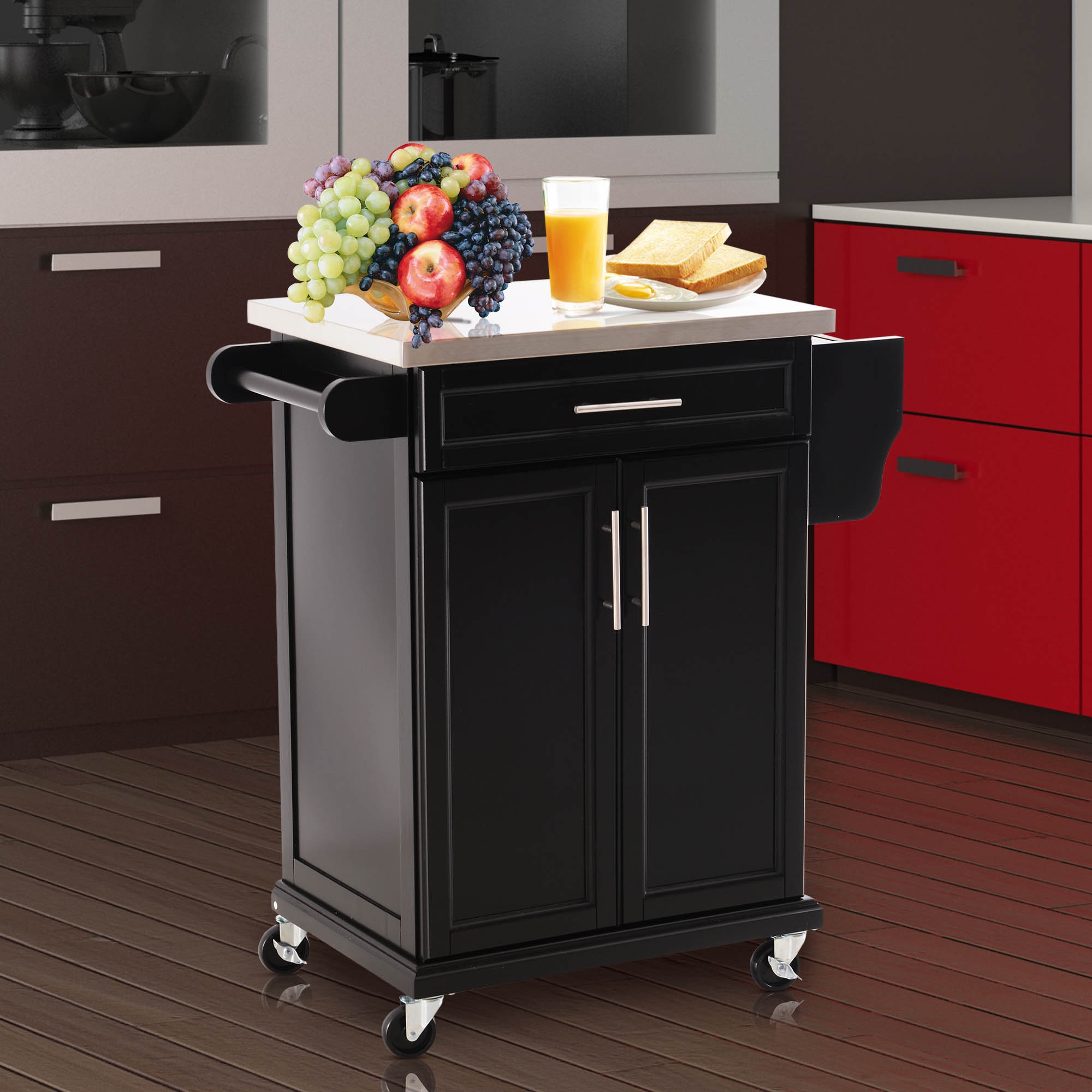 Wooden Kitchen Cart Black - Home Deals
