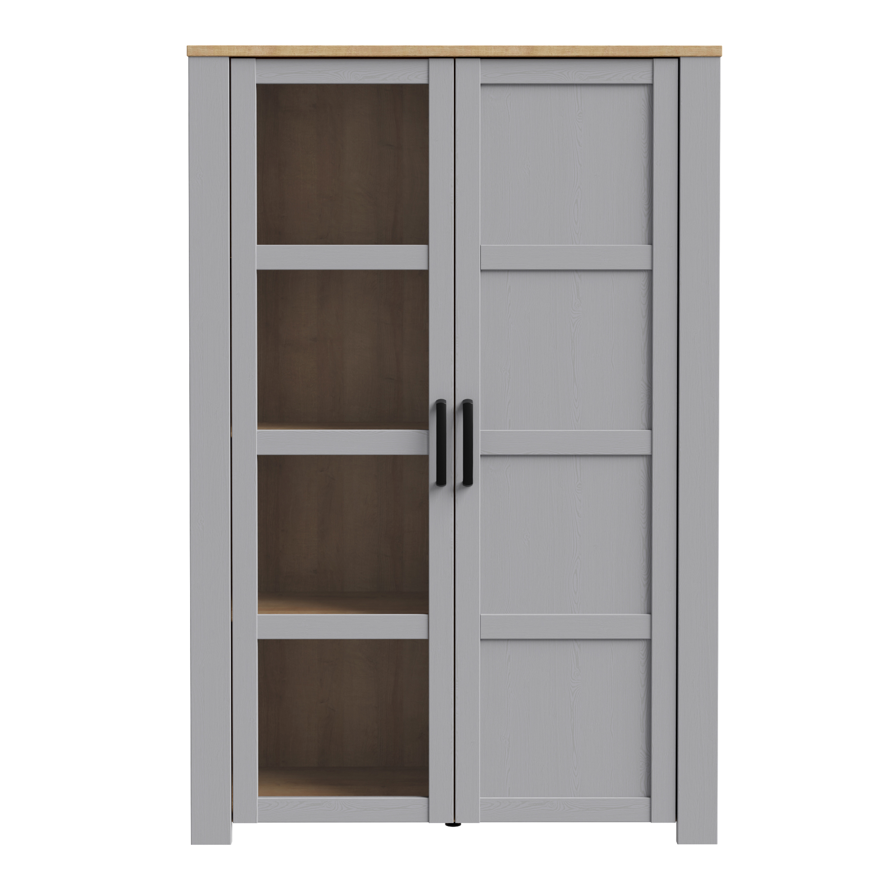 Display Cabinet - BOHOL Cabinet 2x LED Lights Riviera Oak and Grey Oak 106.4cm - Rosalind Collection