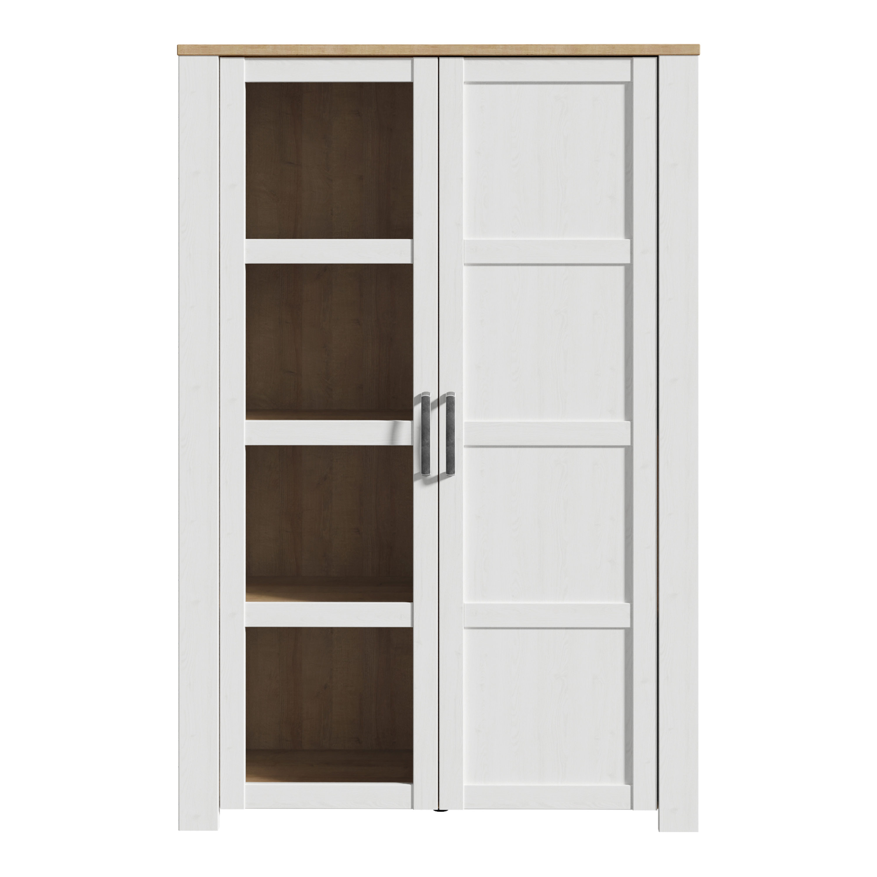 Display Cabinet - BOHOL Cabinet 2x LED Lights Riviera Oak and White 106.4cm - Rosalind Collection