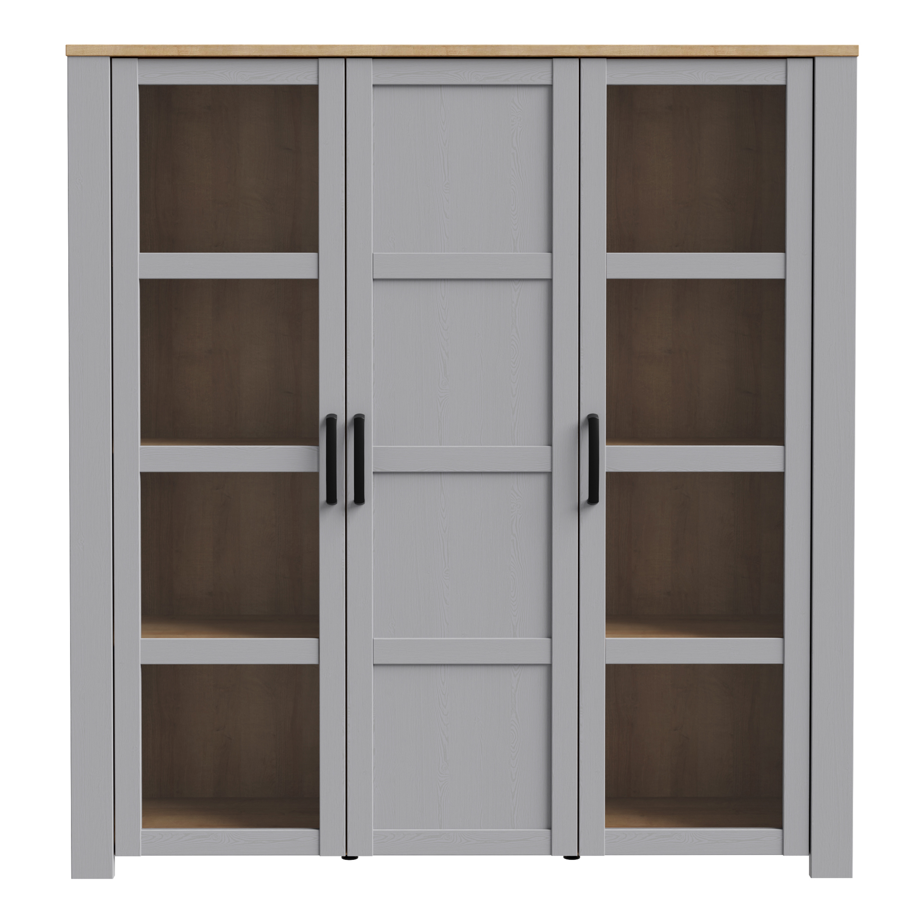 Display Cabinet - BOHOL Cabinet 4x LED Lights Riviera Oak and Grey Oak 151.1cm - Rosalind Collection