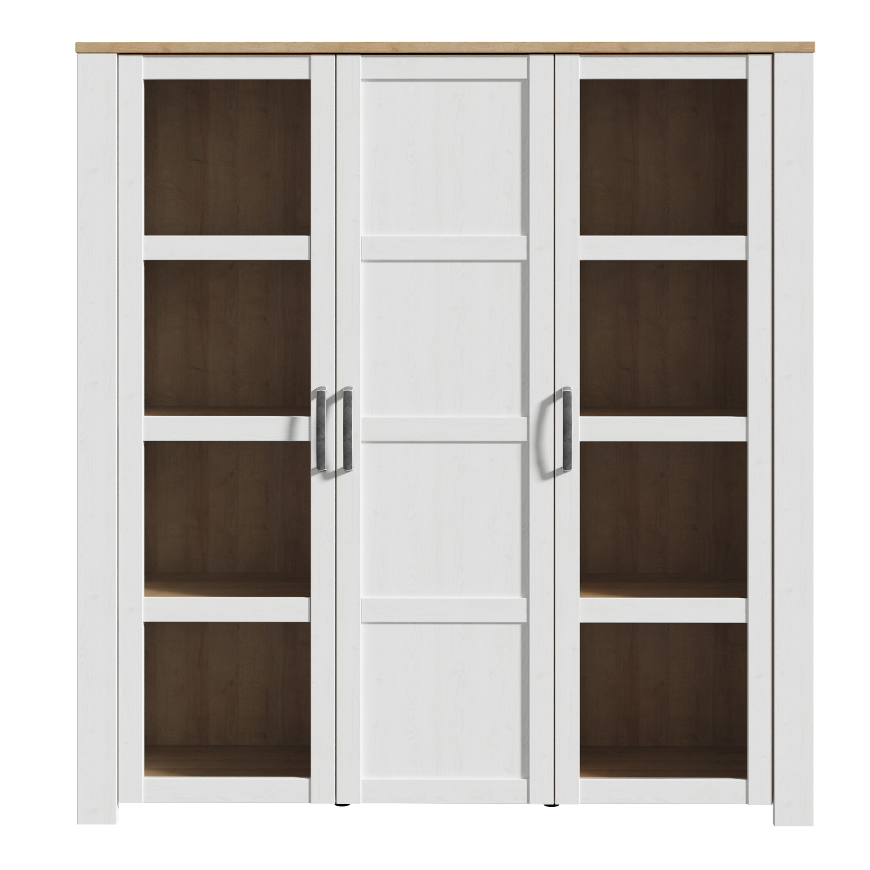 Display Cabinet - BOHOL Cabinet 4x LED Lights Riviera Oak and White 151.1cm - Rosalind Collection