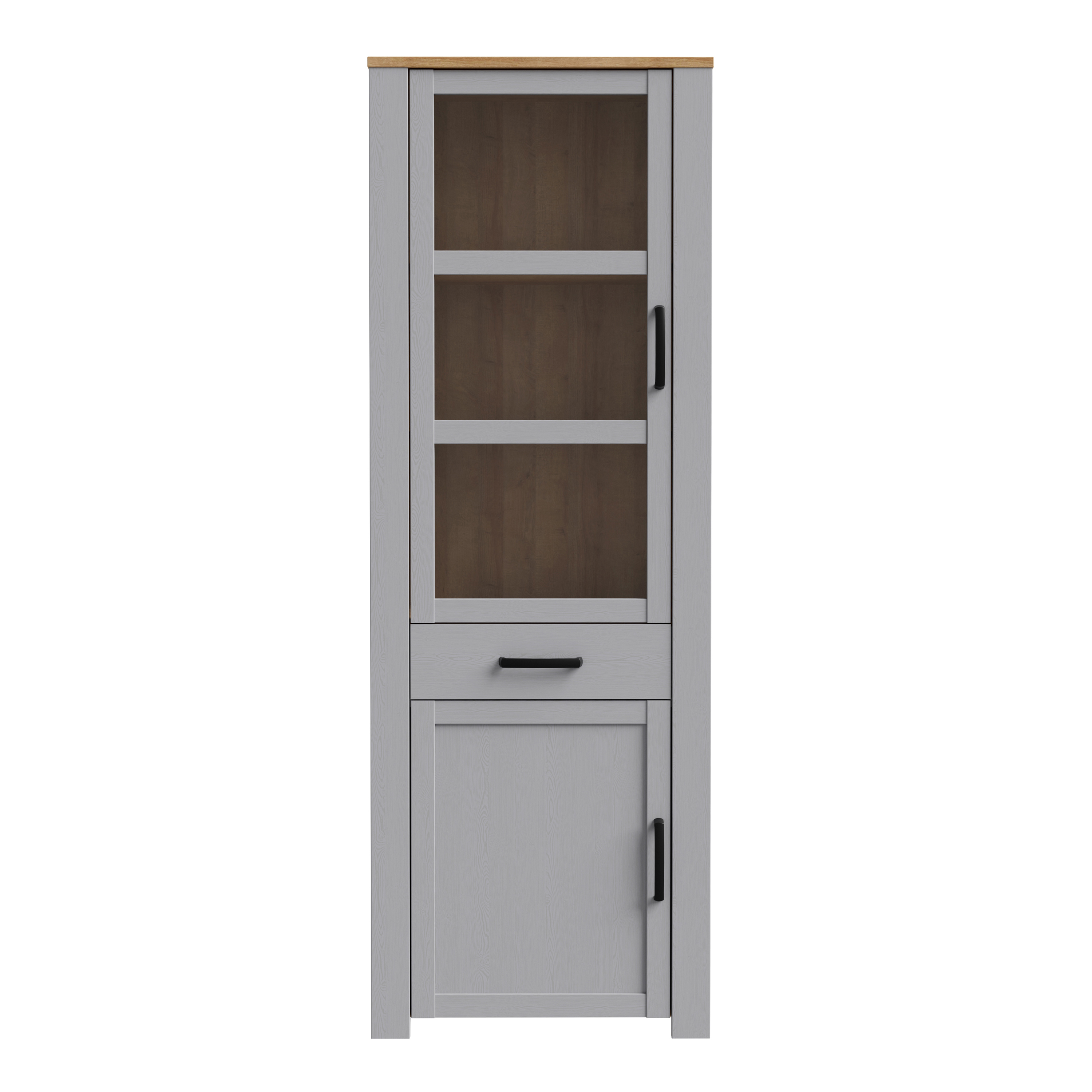 Display Cabinet - BOHOL Cabinet 2x LED Lights Riviera Oak and Grey Oak 71.7cm - Rosalind Collection