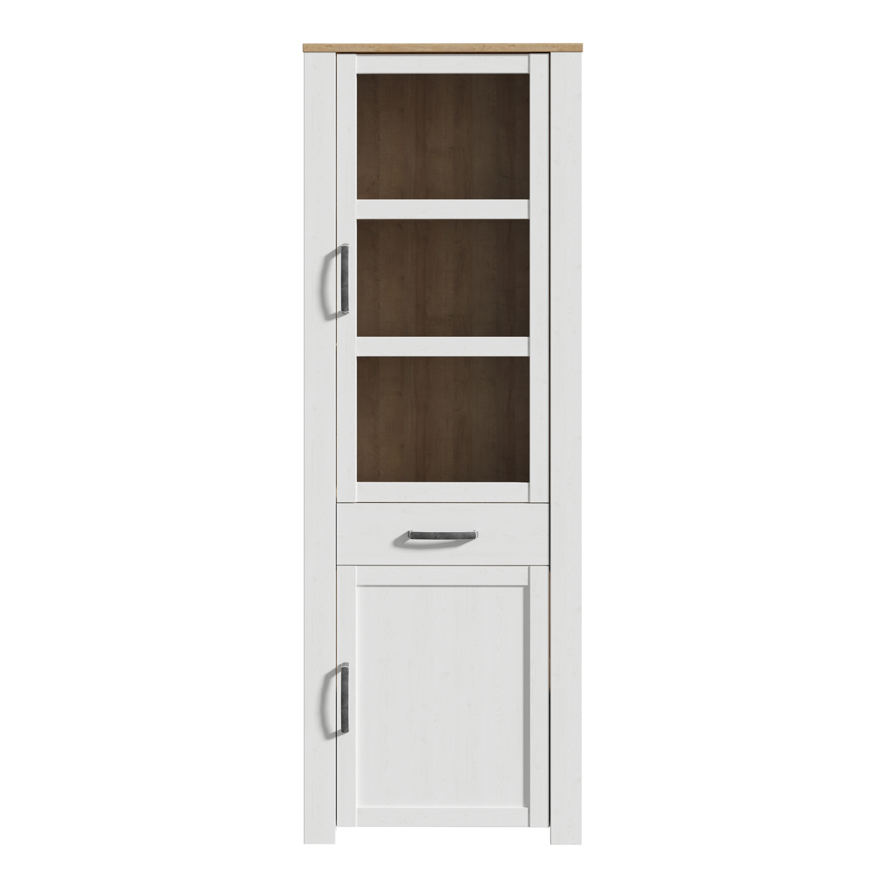 Display Cabinet - BOHOL Cabinet 2x LED Lights Riviera Oak and White 71.7cm - Rosalind Collection