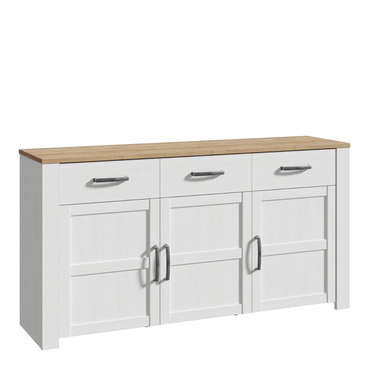 Karen Riviera Oak Top 3 Door Sideboard with 3 Drawers - White - Rosalind Collection