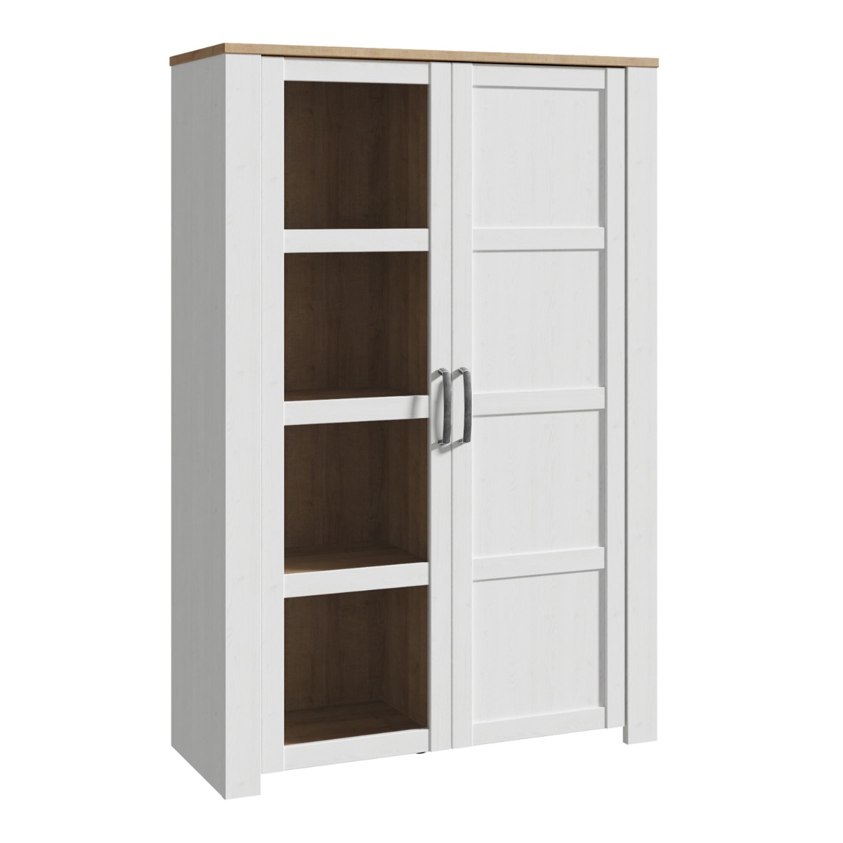 Karen Riviera Oak Top 2 Door Display Cabinet - White - Rosalind Collection