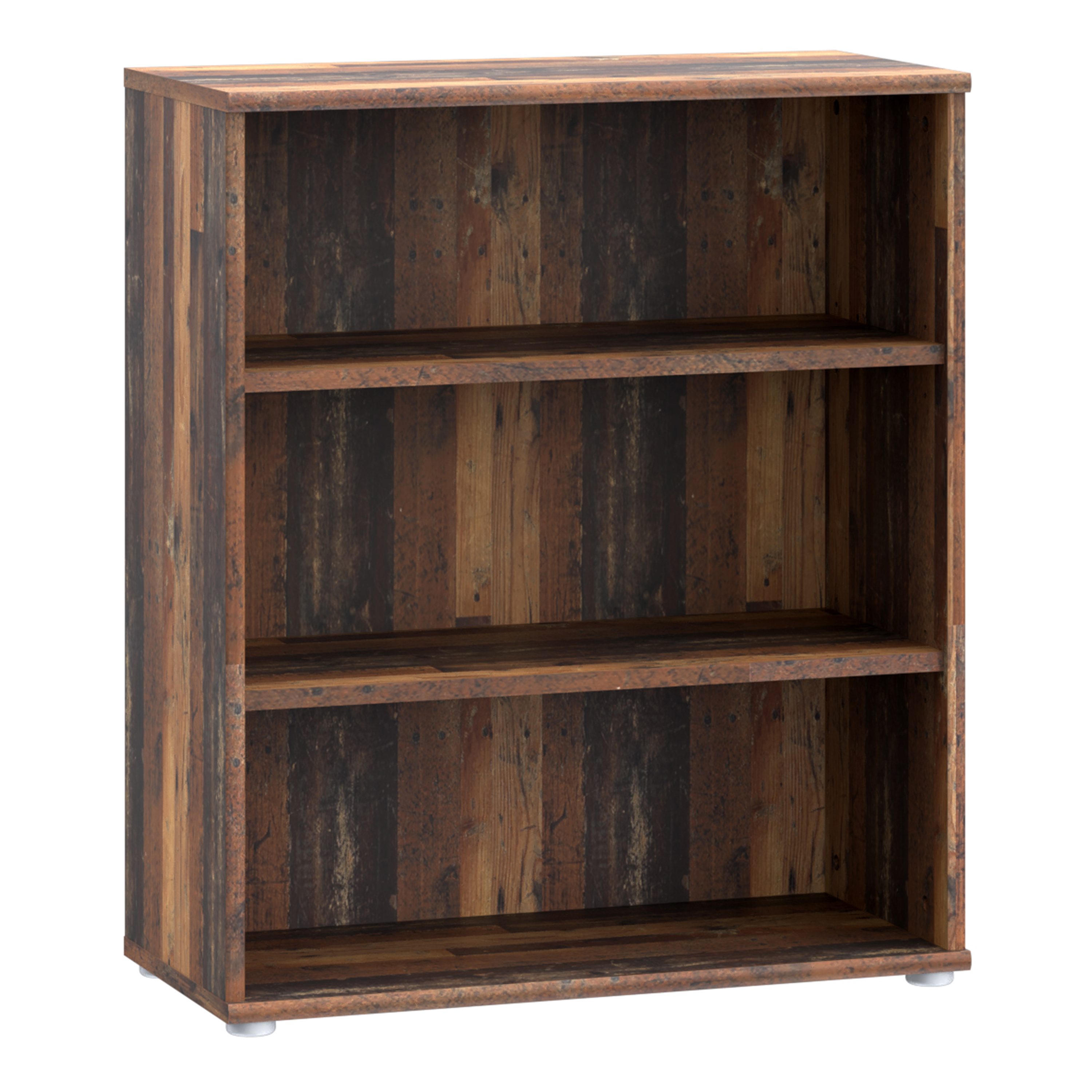 Emna Low Wide 2 Shelf Bookcase in Vintage Oak - Rosalind Collection