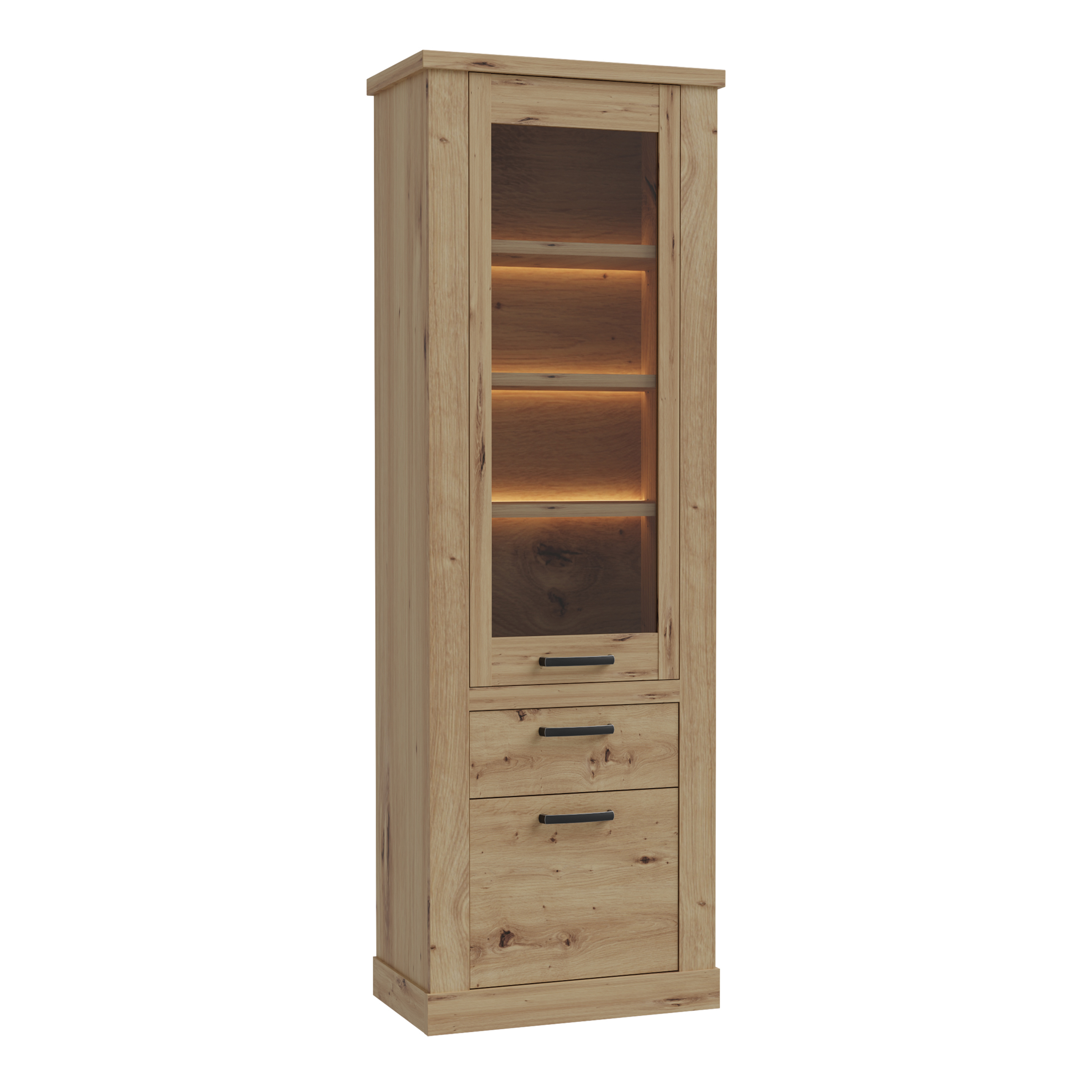 COMI Narrow Display Cabinet in Artisan Oak - Rosalind Collection