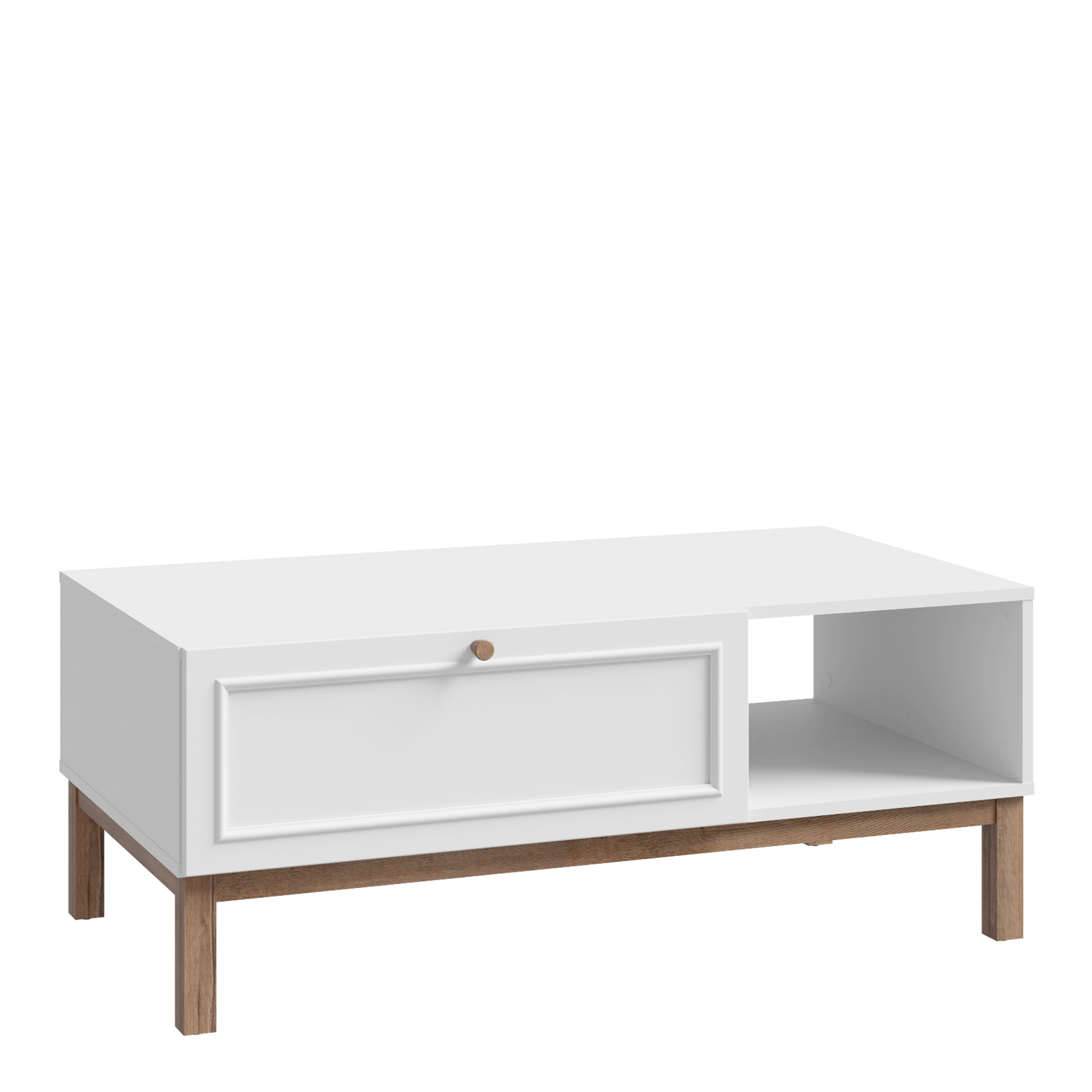 WOFUS 1 Drawer Coffee Table in Light Grey and Oak - Rosalind Collection