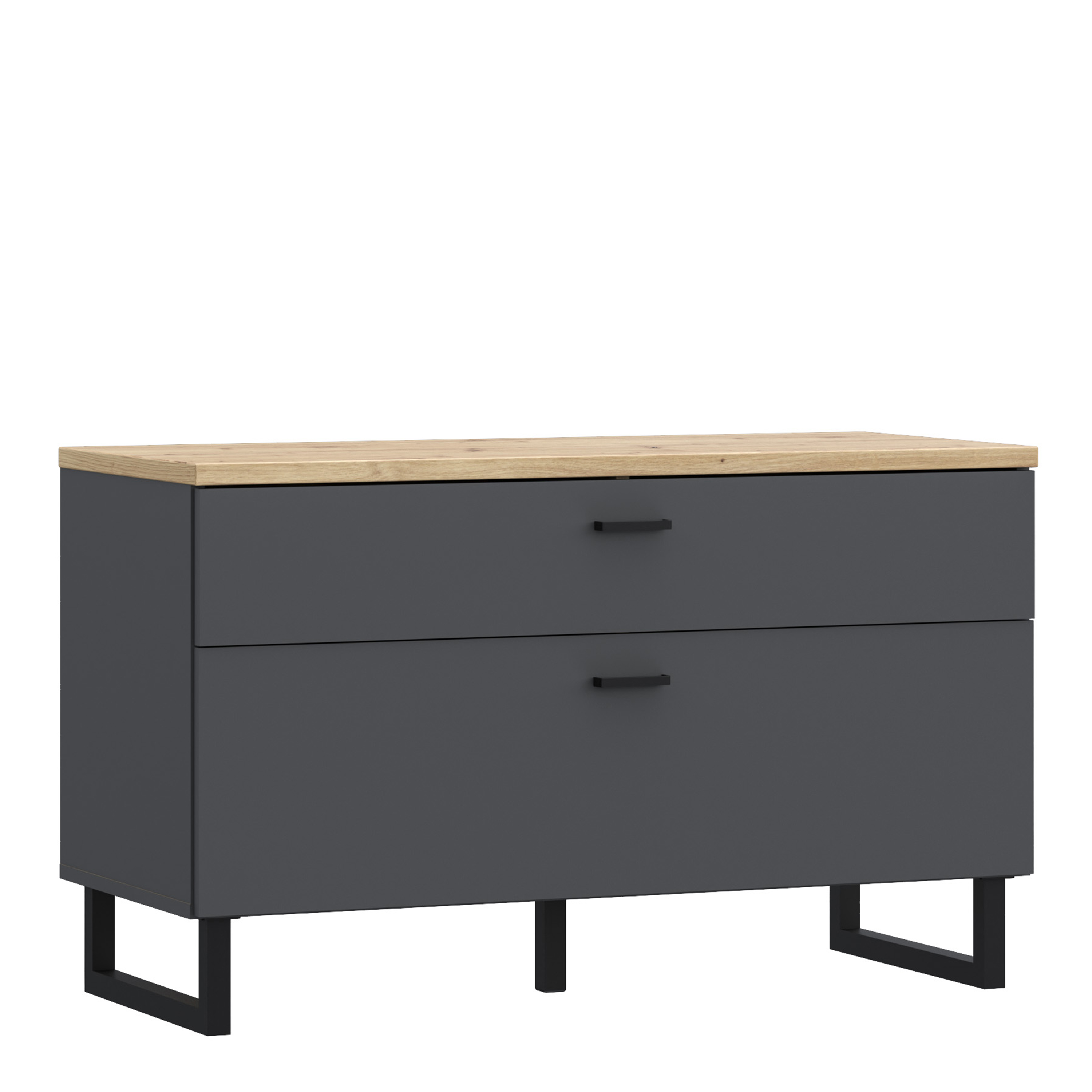 KIARA TV Unit with 1 Drawer 1 Flip Door in Grey and Oak - Rosalind Collection