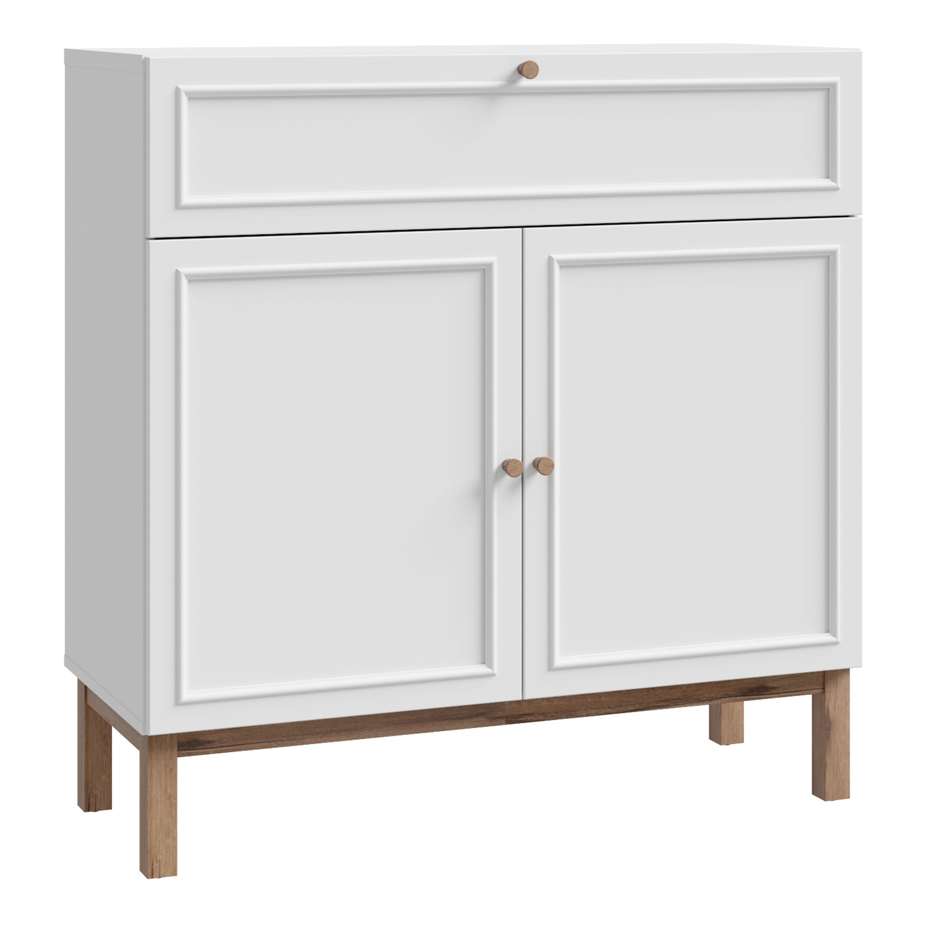 WOFUS 2 Door 1 Drawer Console in Light Grey and Oak - Rosalind Collection