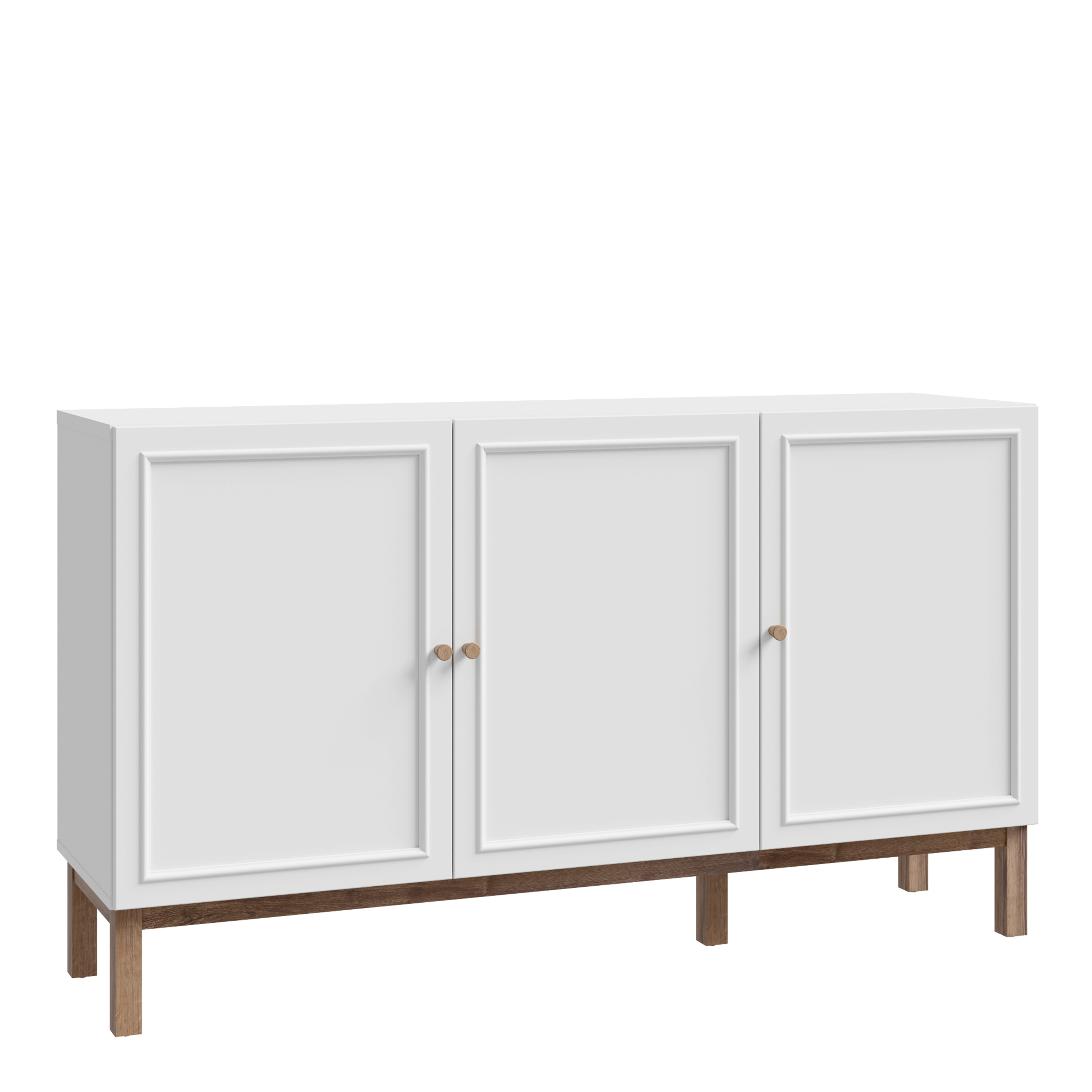 WOFUS 3 Door 1 Drawer Sideboard in Light Grey and Oak - Rosalind Collection