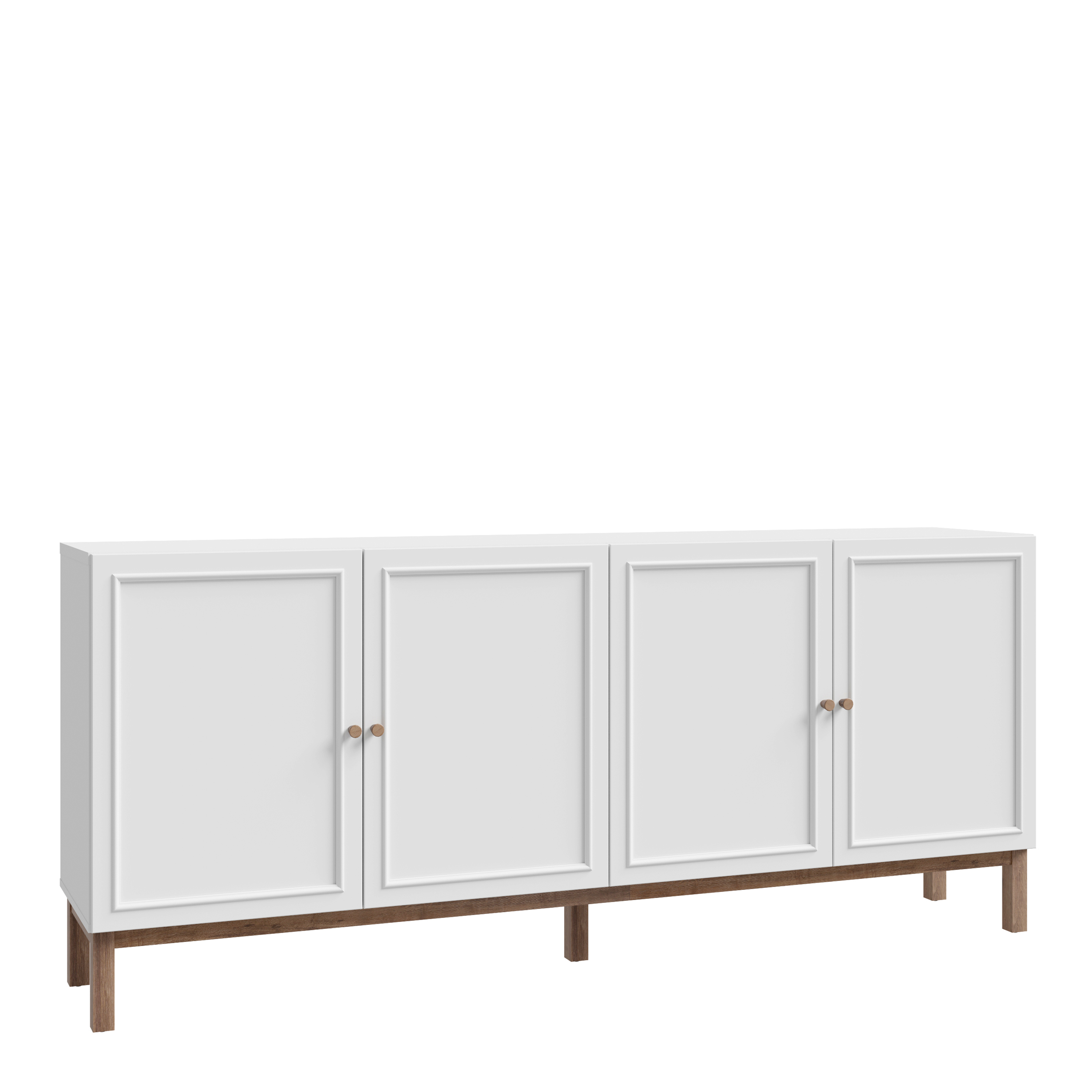 WOFUS 4 Door 1 Drawer Sideboard in Light Grey and Oak - Rosalind Collection