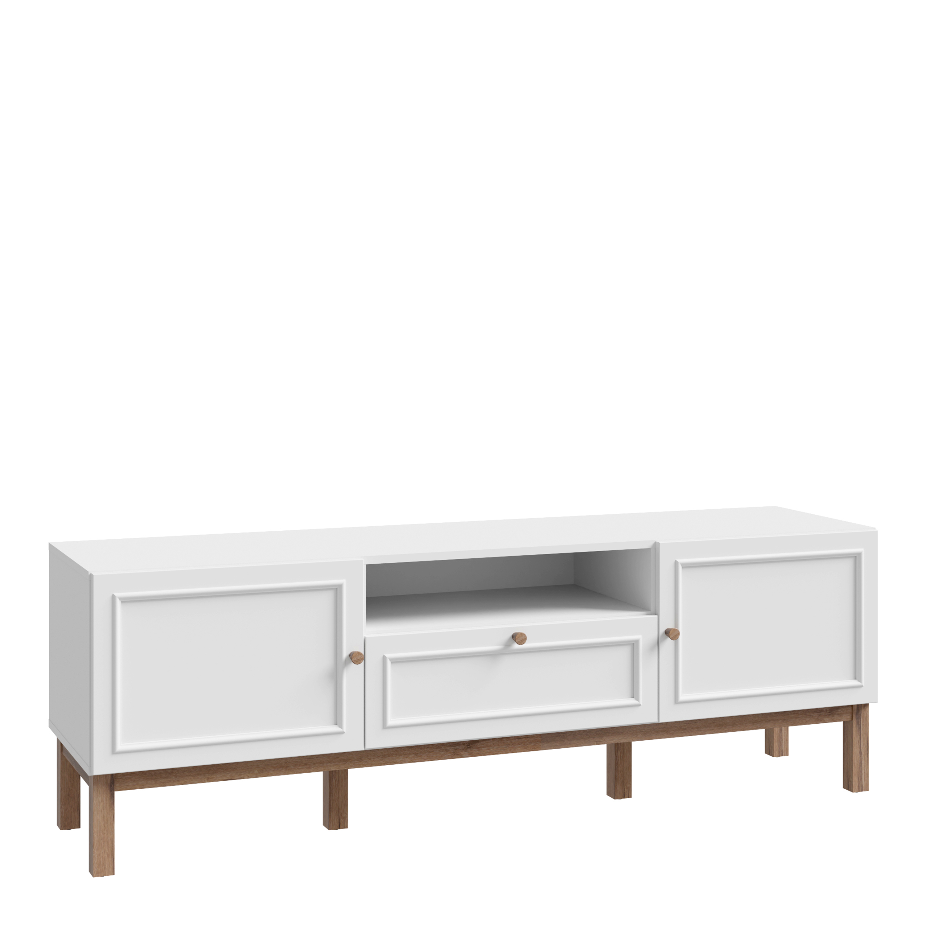 WOFUS 2 Door 1 Drawer TV Unit in Light Grey and Oak - Rosalind Collection