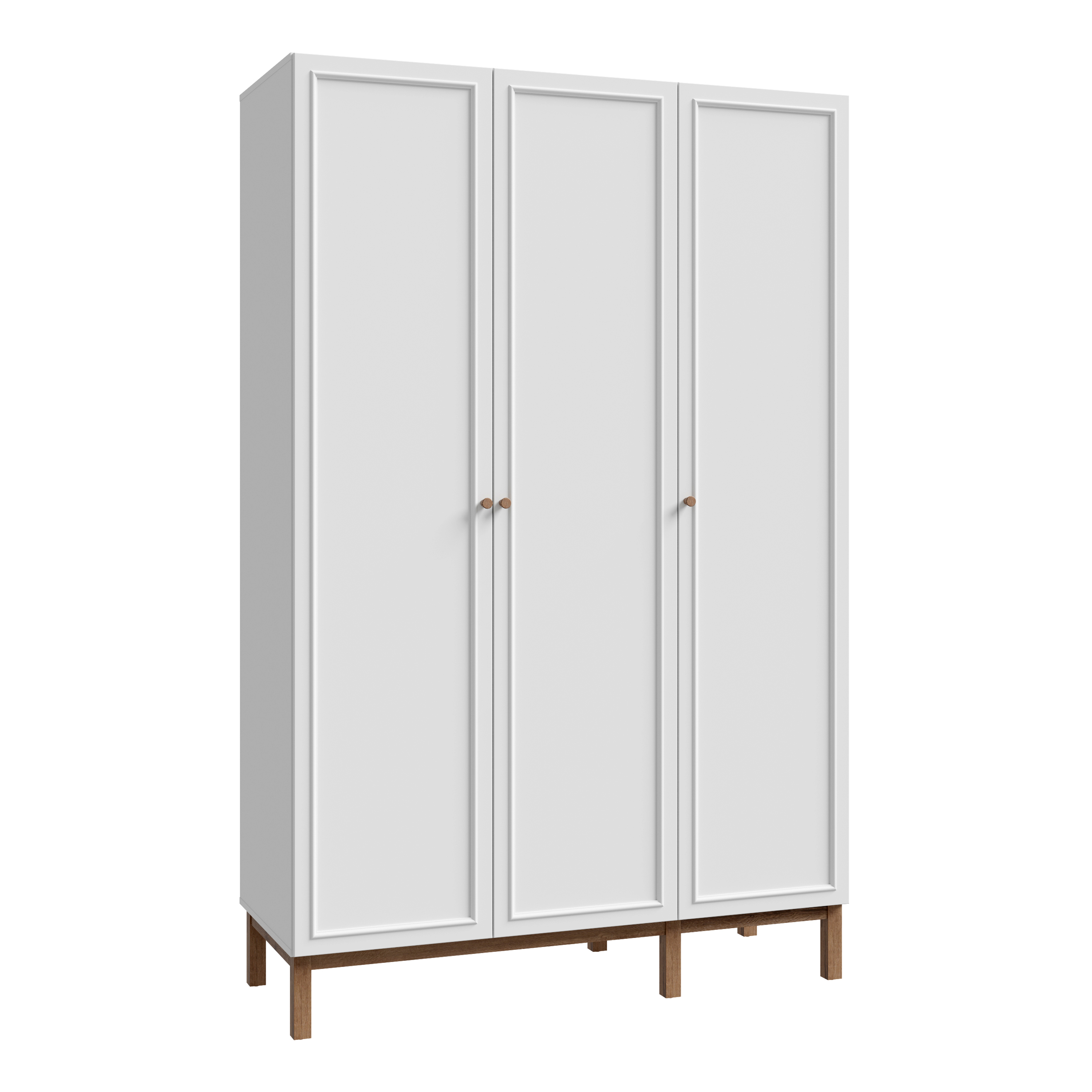 Wardrobe - WOFUS 3 Doors Wardrobe Grey and Oak 135cm - Rosalind Collection