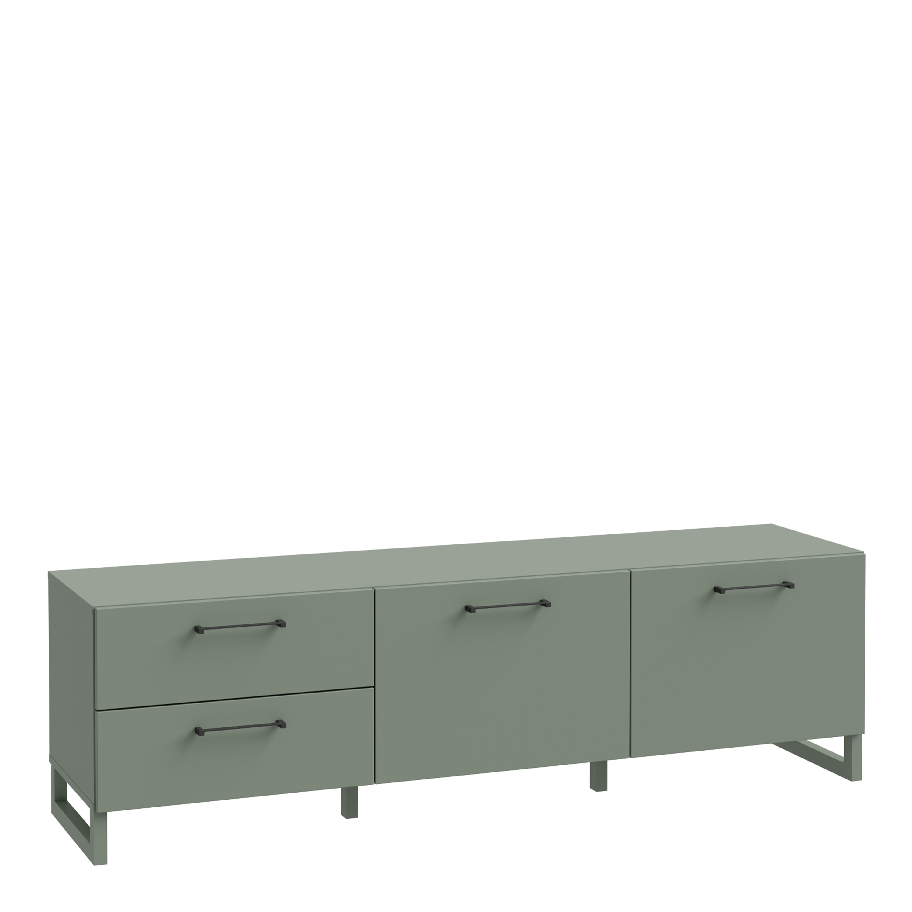 SULI 2 Door 2 Drawer TV Unit in Sage Green - Rosalind Collection