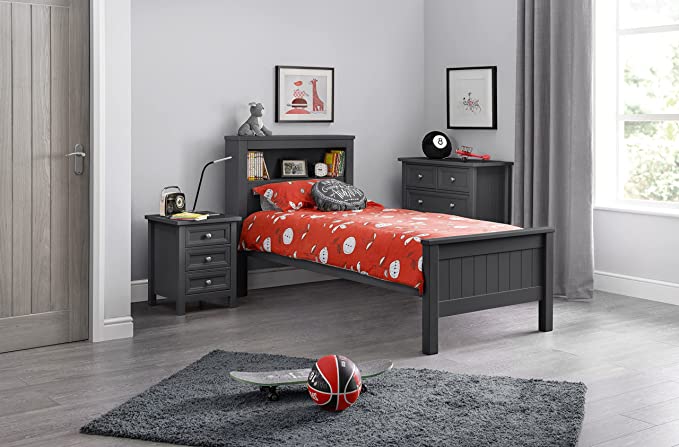 Maine Bookcase Bed 90cm - Anthracite - JB Collections