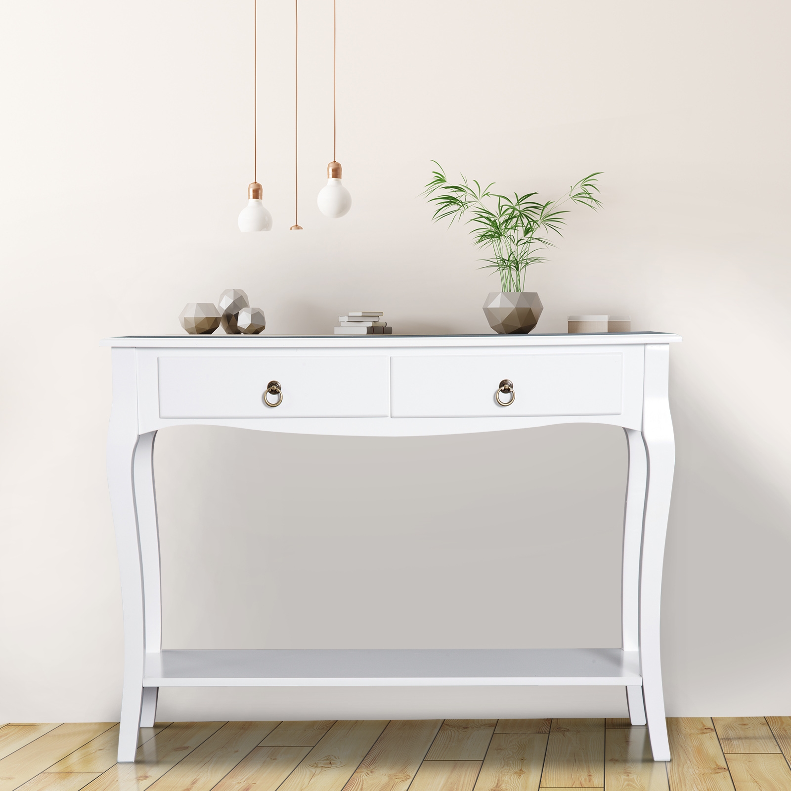 2-Drawer Console Table - Ivory White - Home Deals