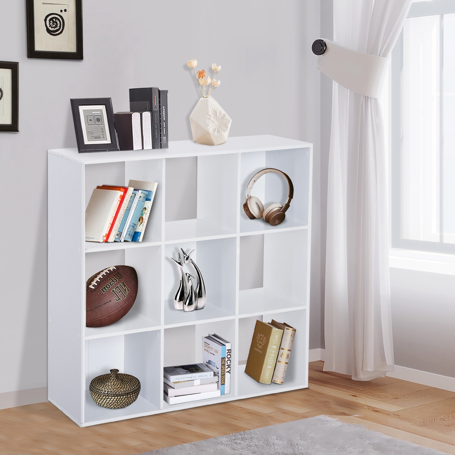 White Wooden 9 Cube Storage Cabinet - Home Deals