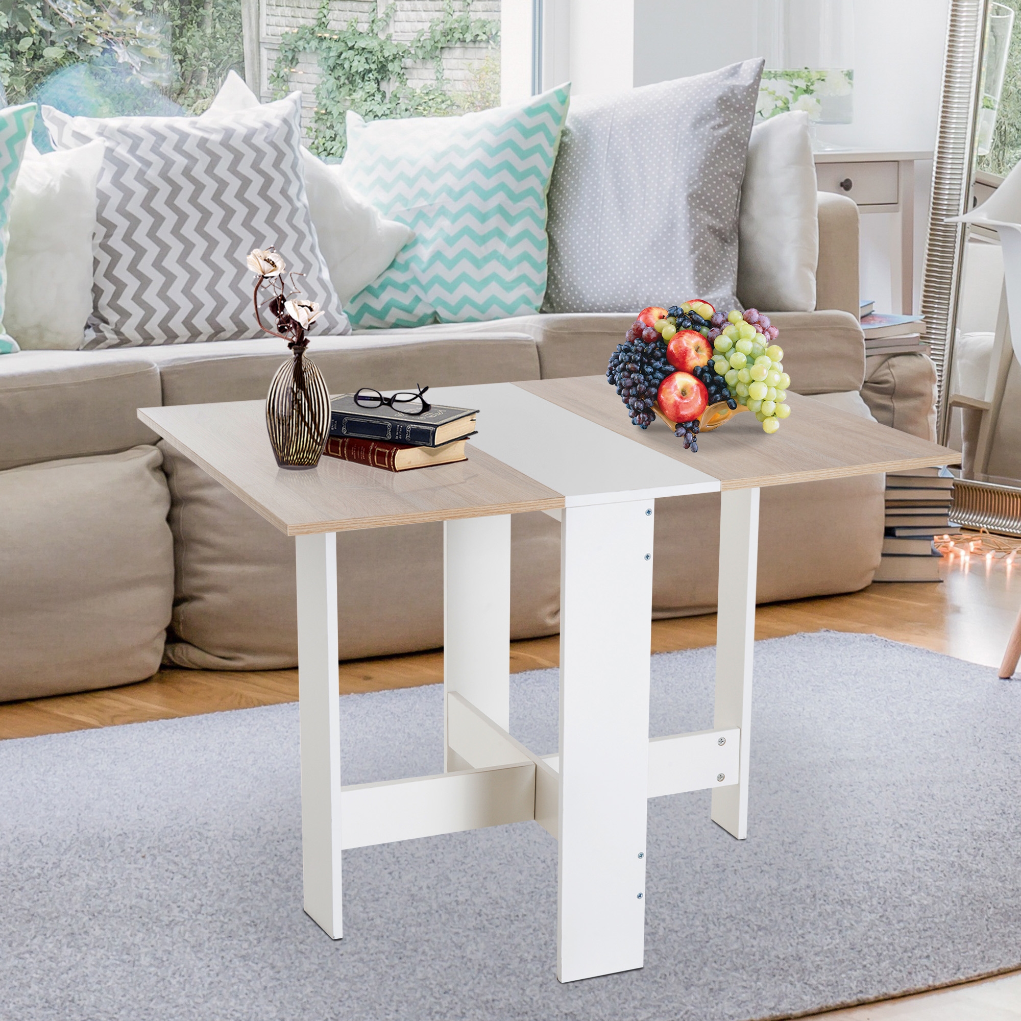Wooden Folding Dining Table - Oak White - Home Deals