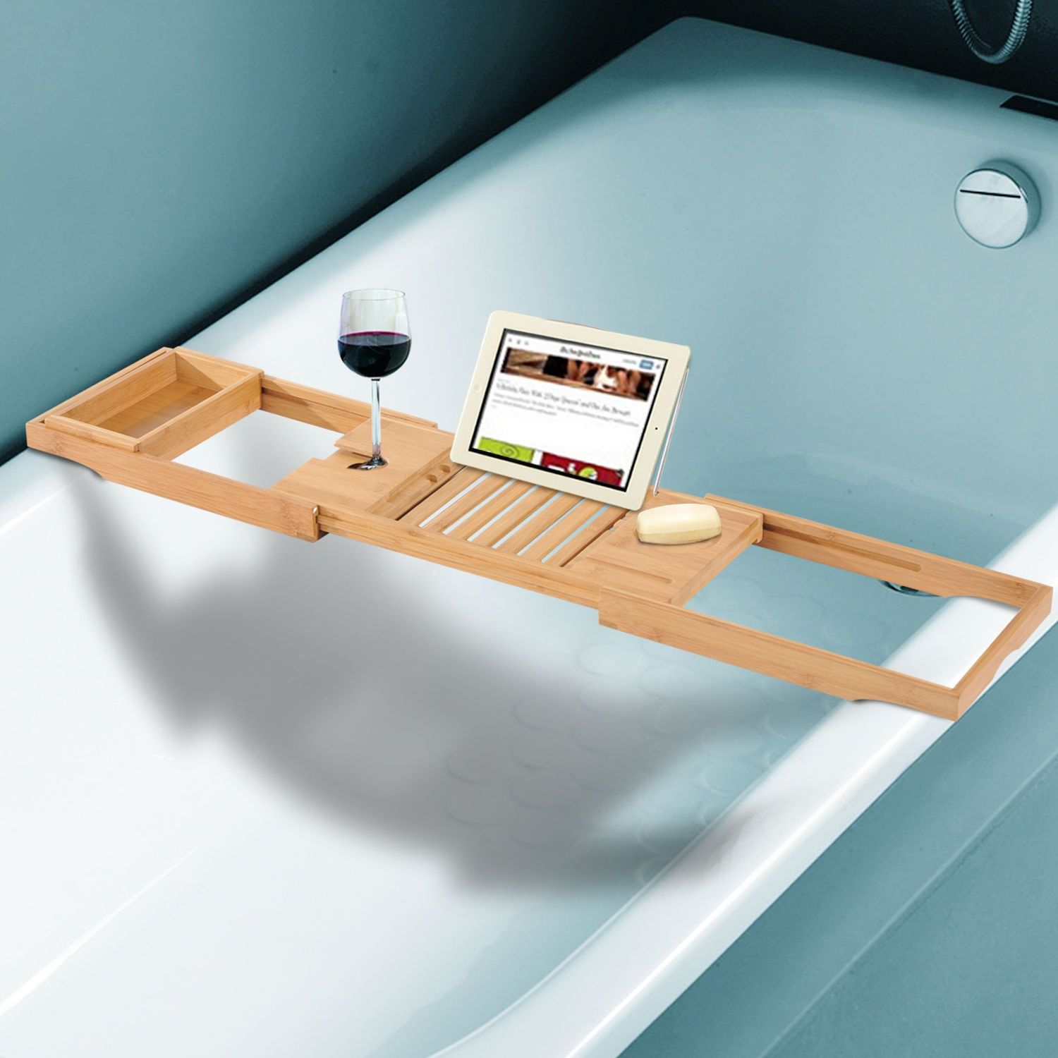 Extendable Bamboo Bathtub Shelf - Home Deals