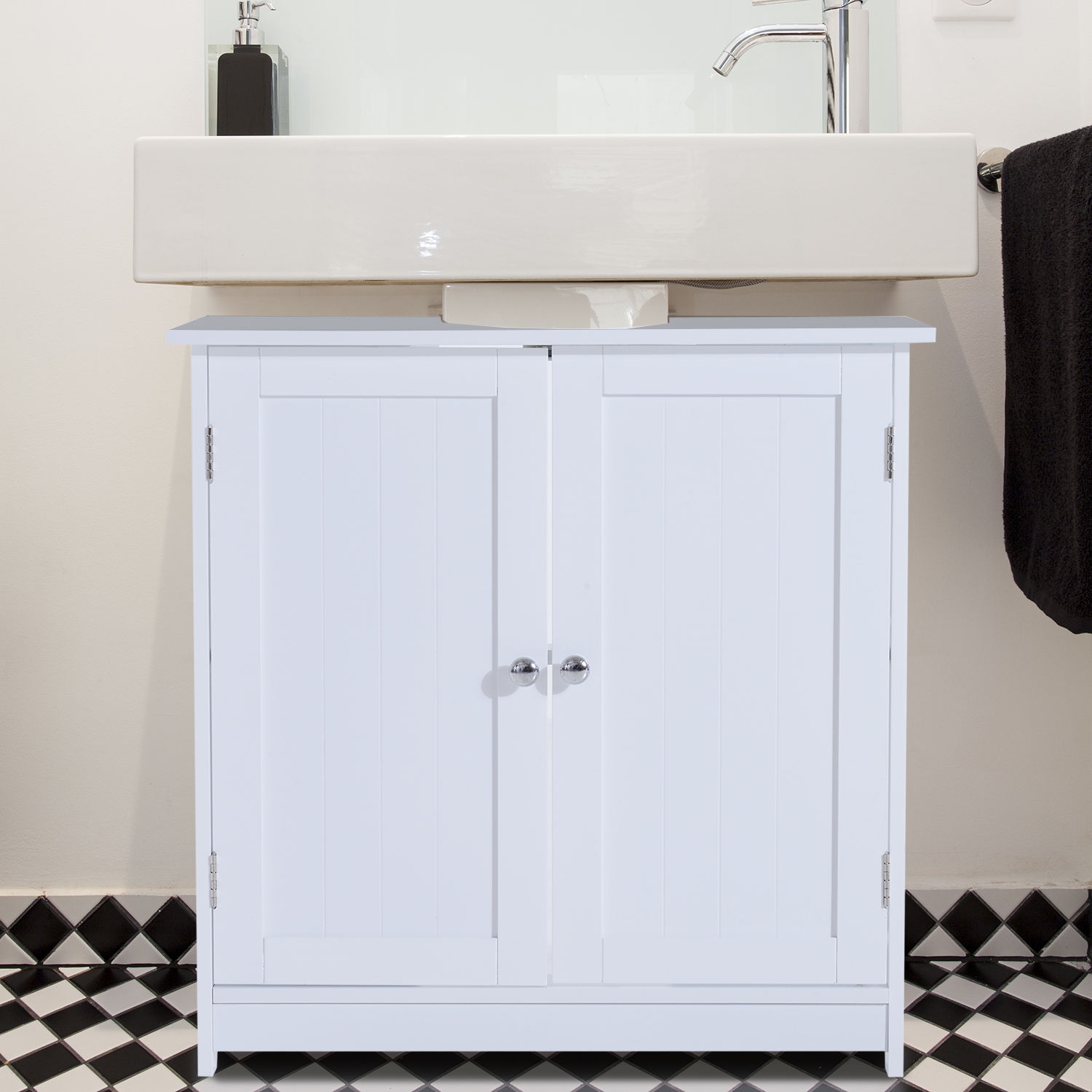 Under Sink Bathroom Storage Cabinet 2 Layers White - Home Deals